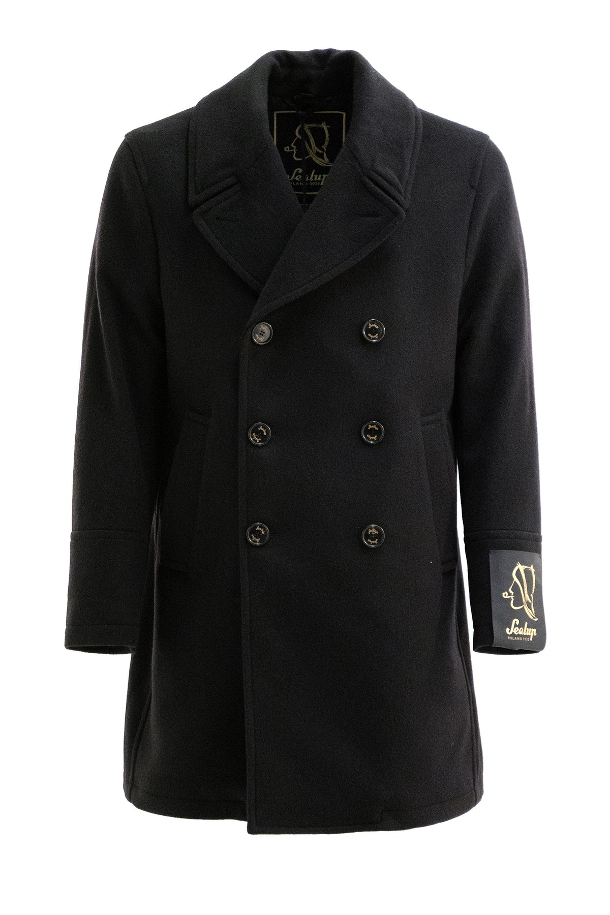 SEALUP Peacoat Lungo in Lana Cashmere, Nero