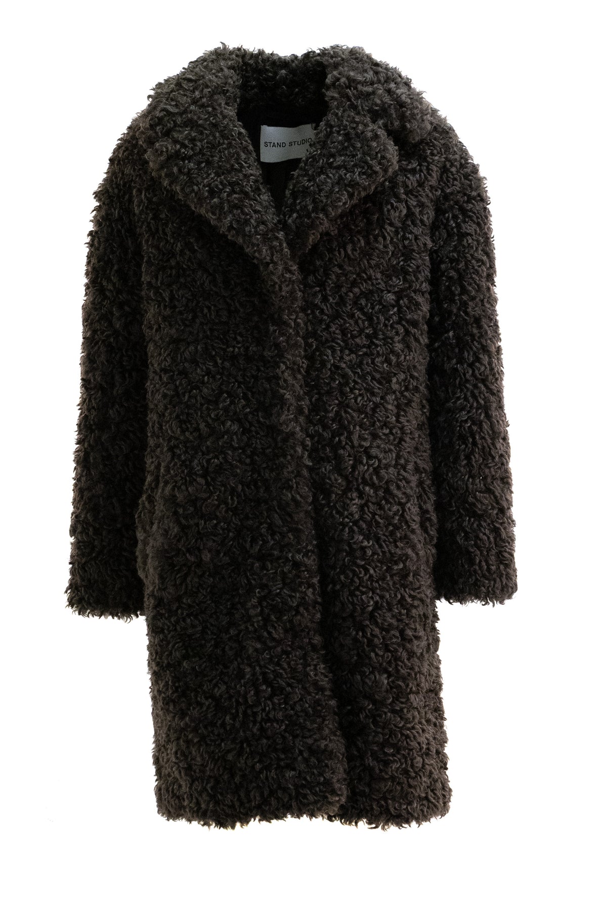 STAND STUDIO Cappotto in ecopelliccia di colore marrone scuro