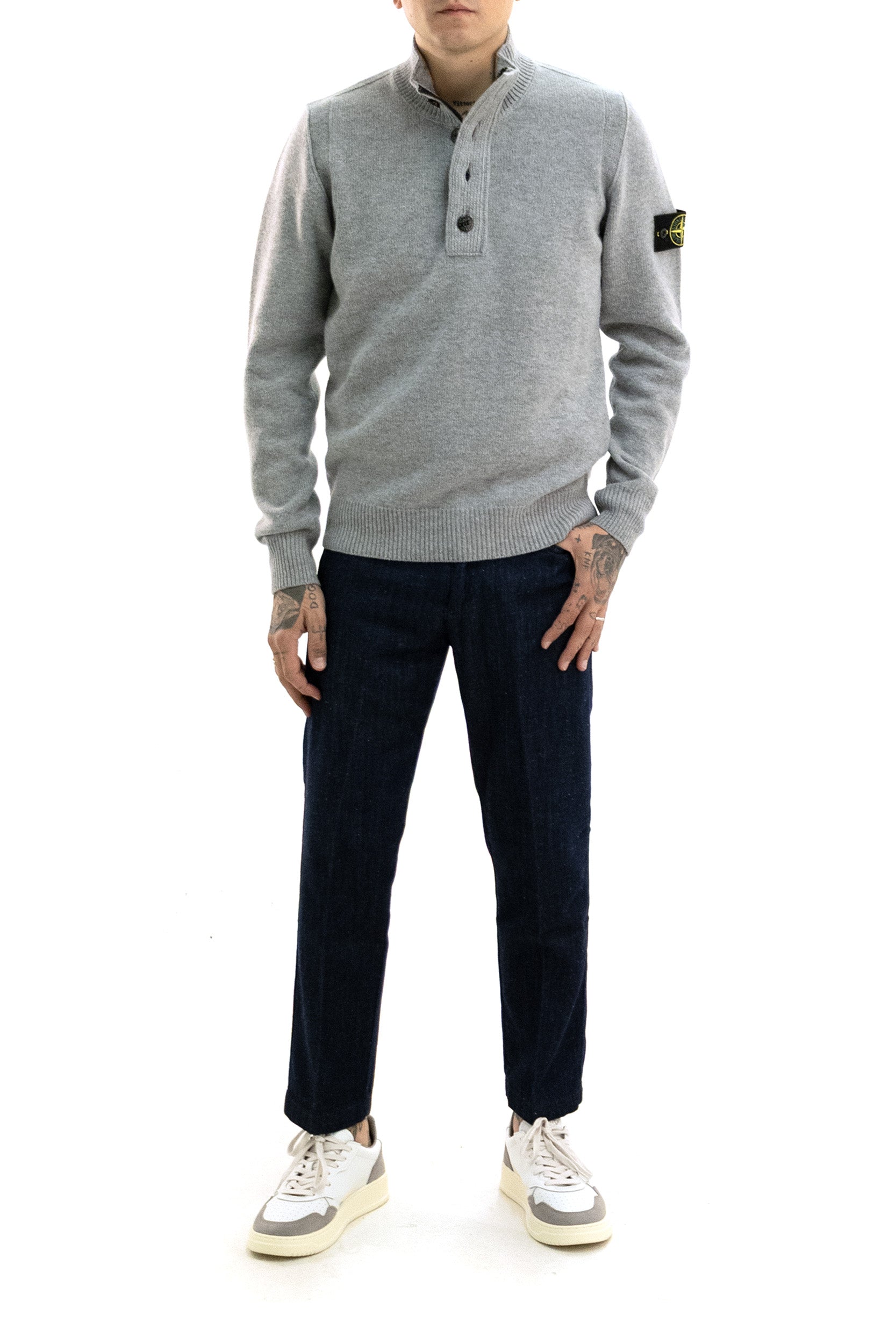 Maglione in Misto Lana con Zip<BR/> L2S155100040 S00A3 V0M60 STONE ISLAND 