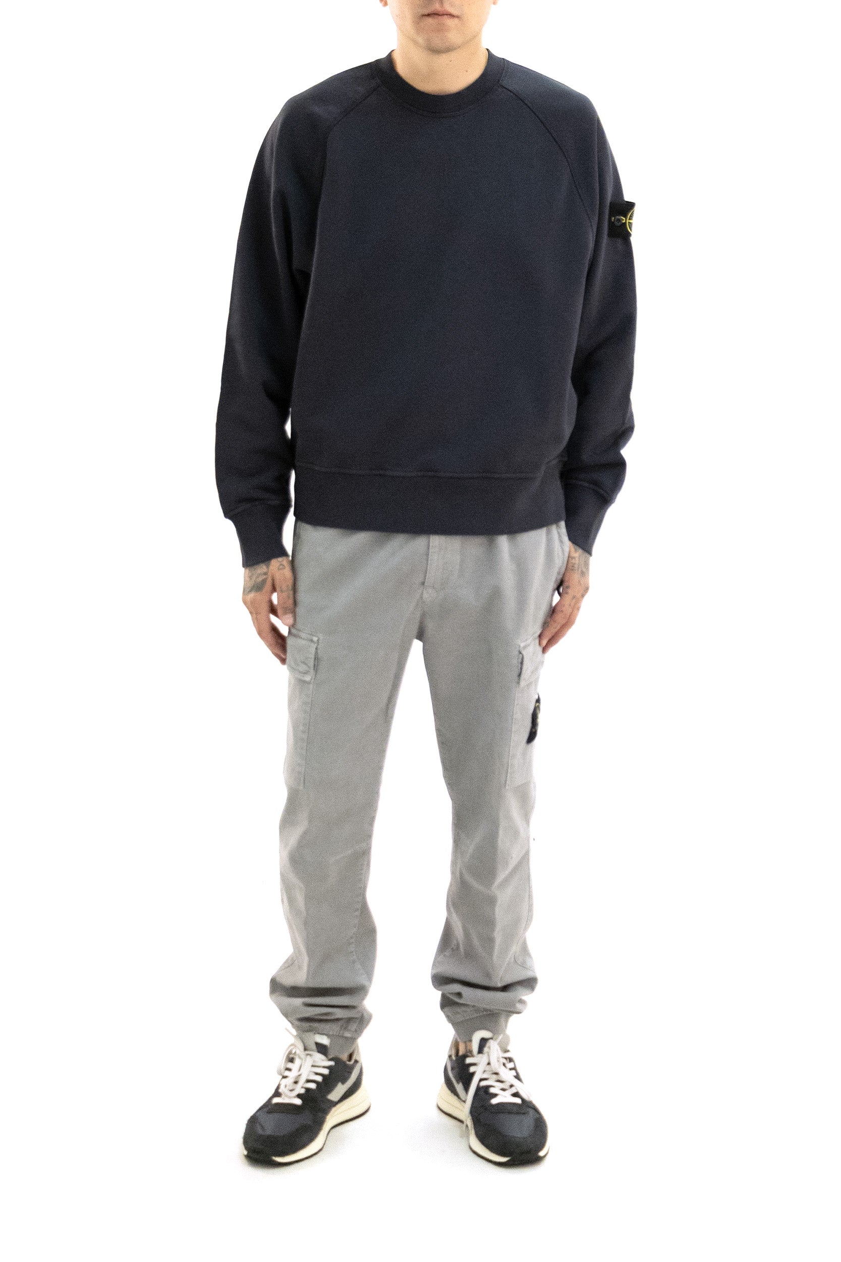 Felpa in cotone di colore blu<BR/> L2S156100008 S0051 V002A STONE ISLAND 