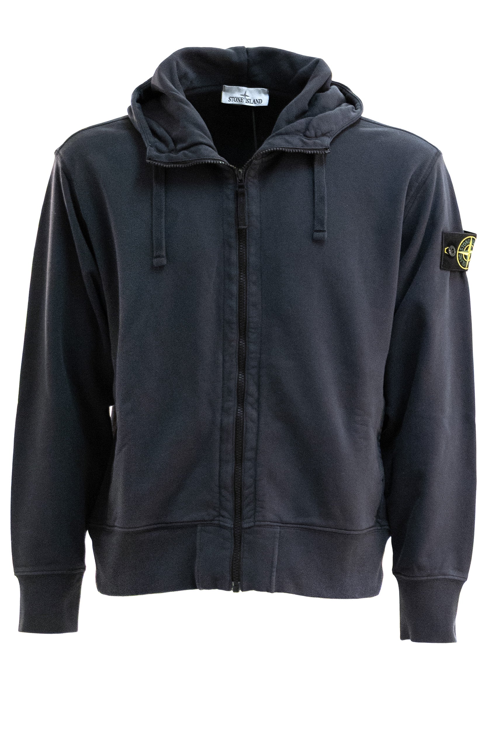 Felpa con cappuccio in cotone di colore blu<BR/> L2S156100009 S0051 V002A STONE ISLAND 
