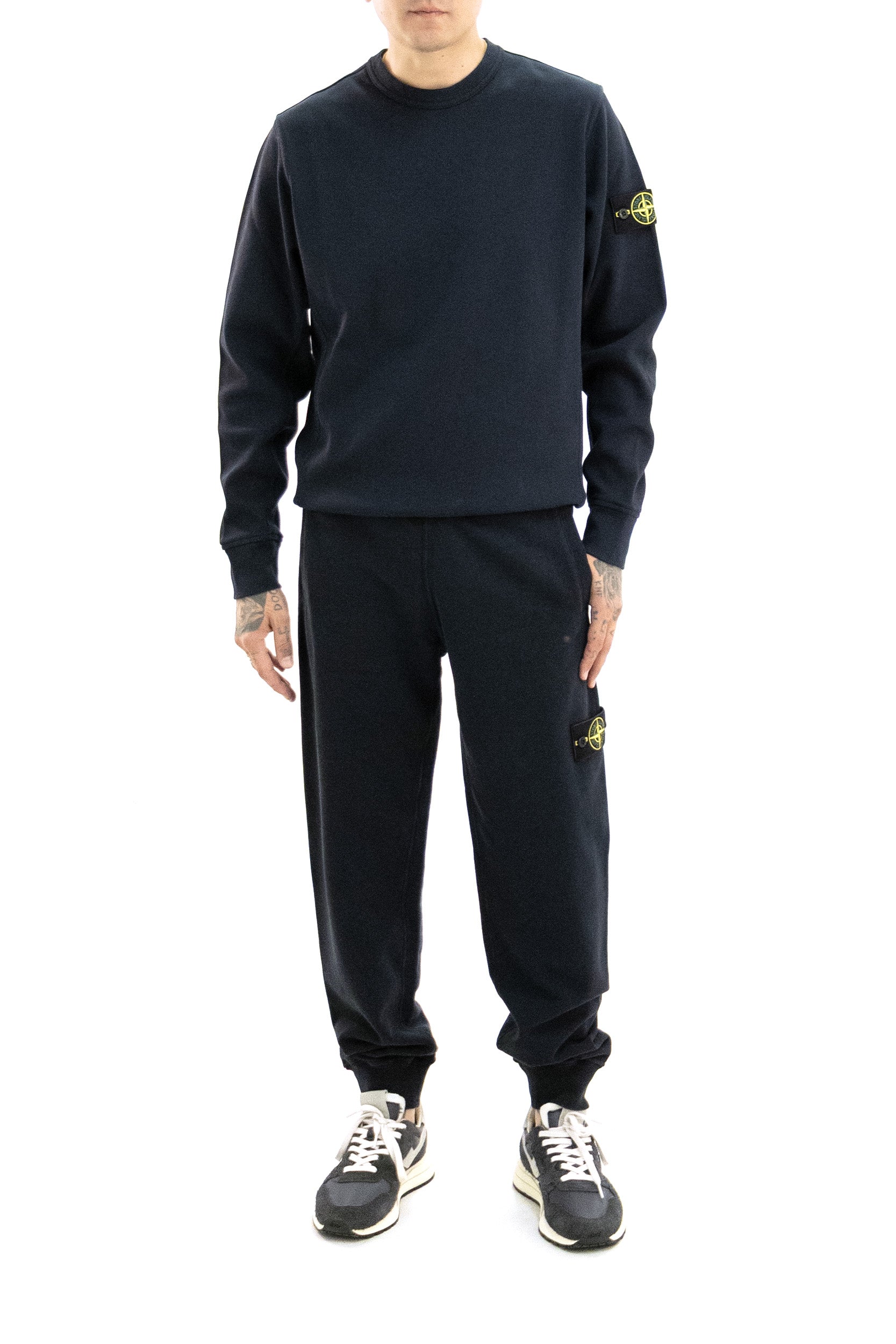 Felpa in cotone di colore blu <BR/> L2S156100017 S0472 V0020 STONE ISLAND 
