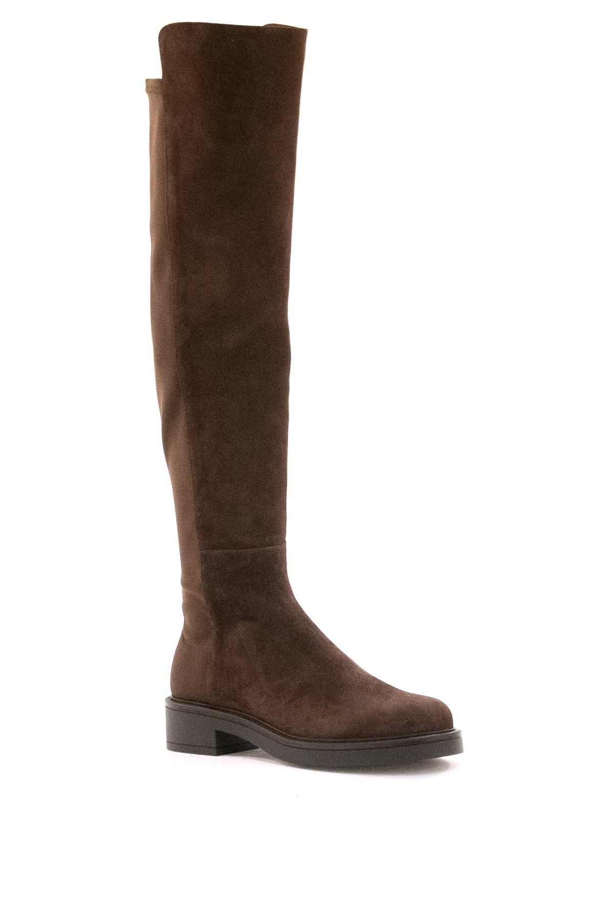 STUART WEITZMAN Stivali Celia in suede e gabardine di colore marrone, vista 2