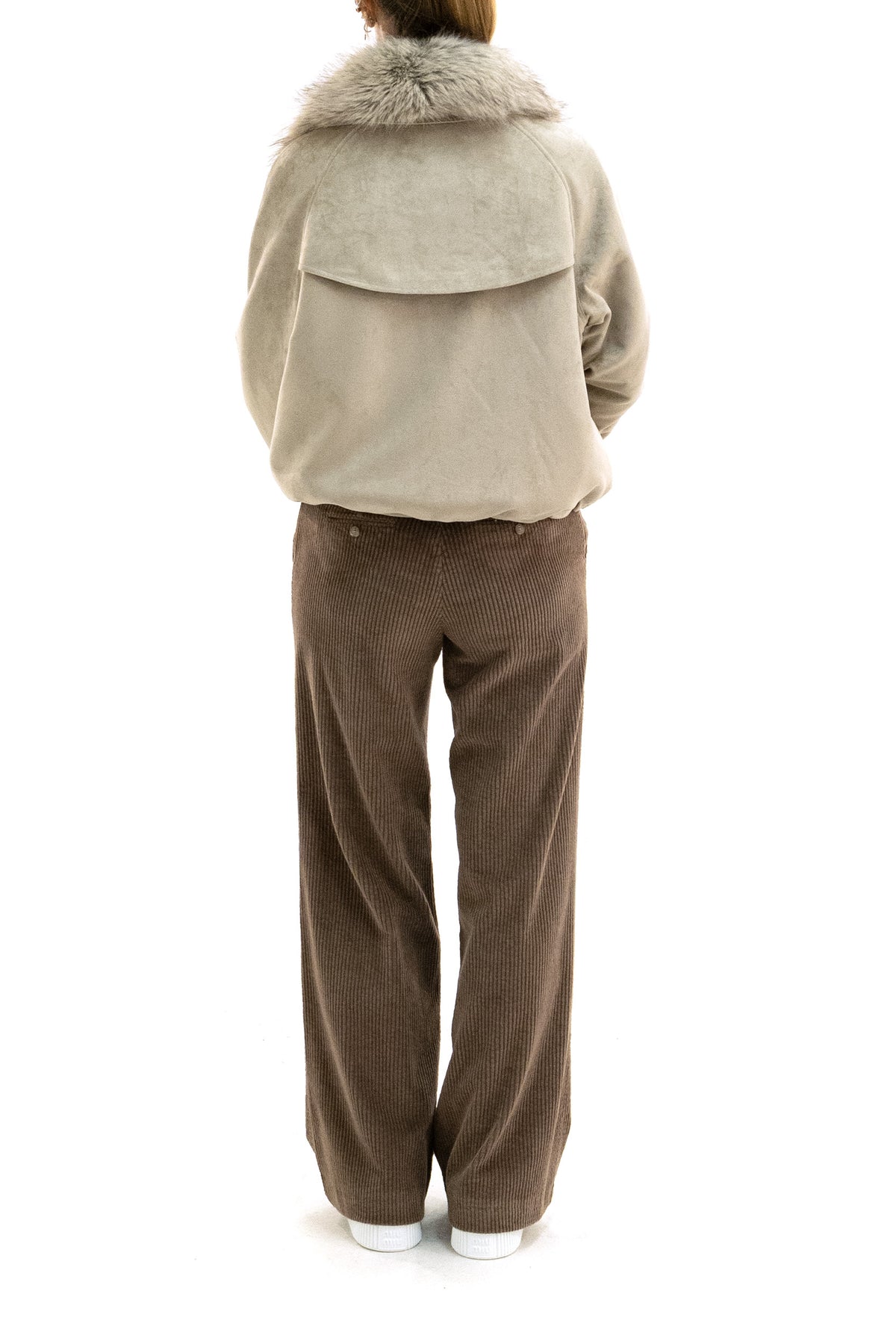 VALENTINI 1972 Parka effetto scamosciato con ecopelliccia di colore beige chiaro, Grigio, view 3