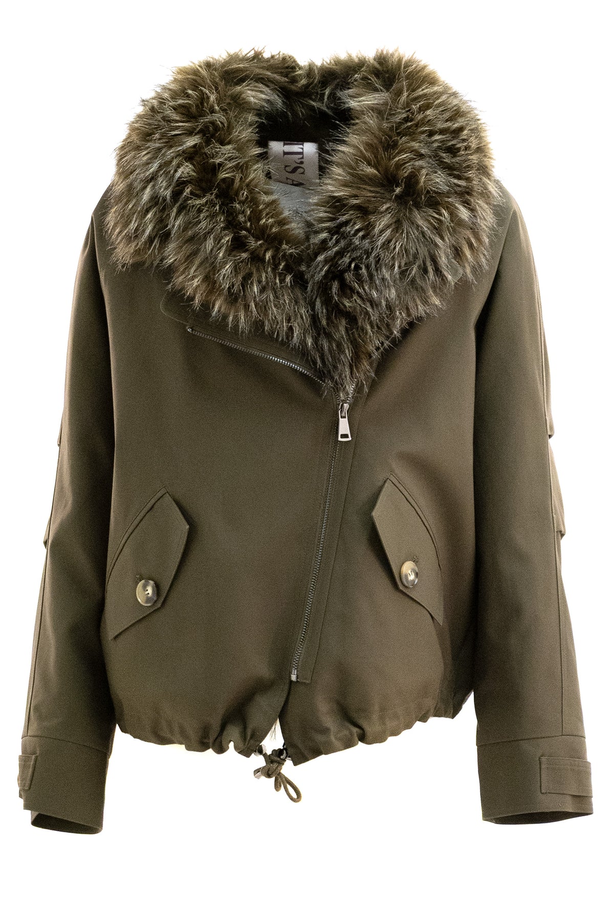 VALENTINI 1972 Parka in cotone di colore verde con ecopelliccia