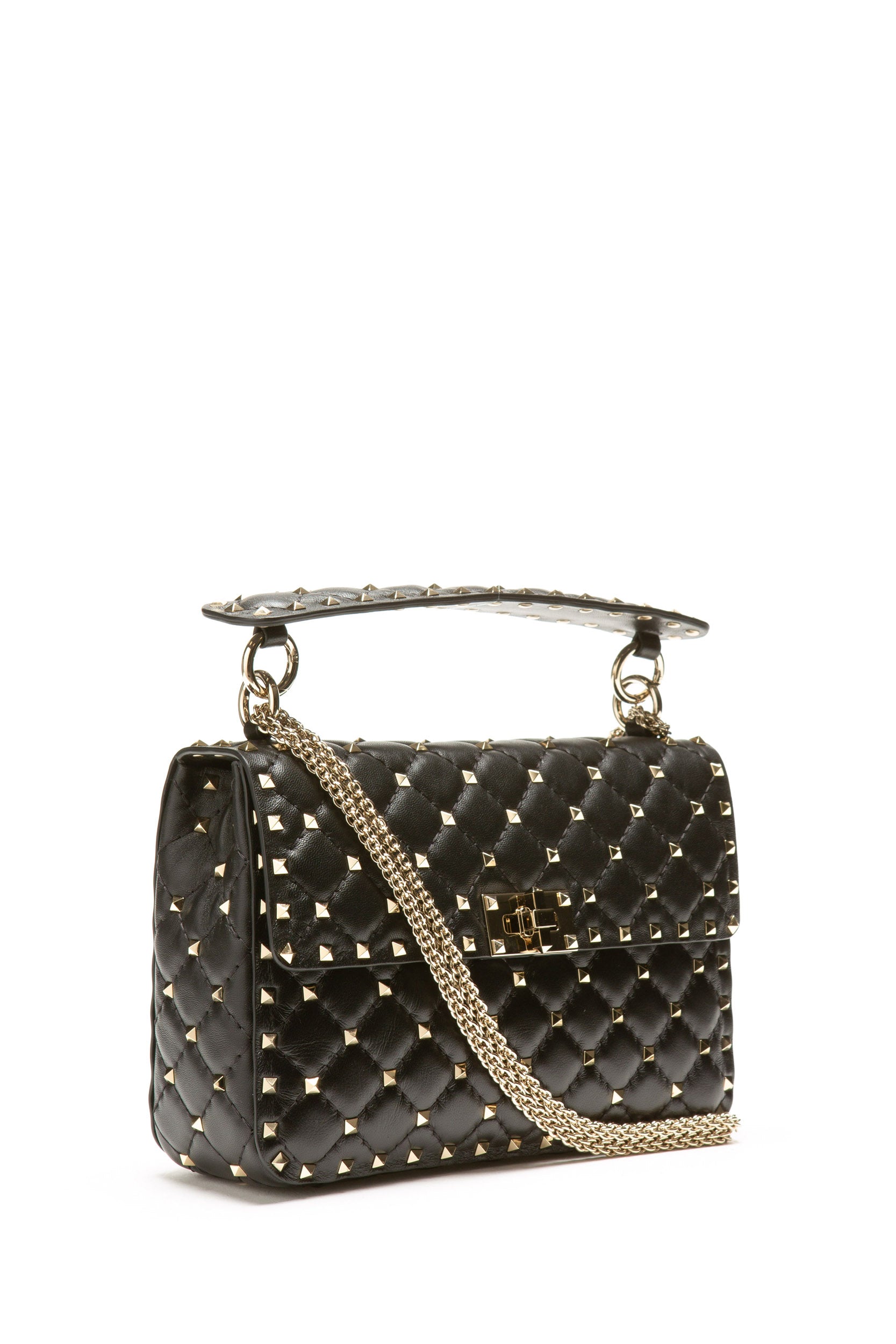 Borsa Rockstud Spike in pelle matelassè colore nero. 9W2B0122NAP 0NO VALENTINO GARAVANI 