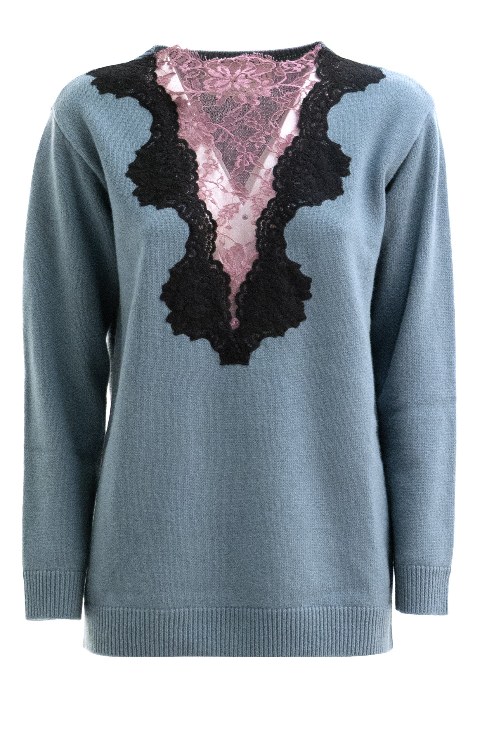 Pullover in lana color azzurro polvere<BR/> 9B0KC77LAKD 1MK VALENTINO GARAVANI 