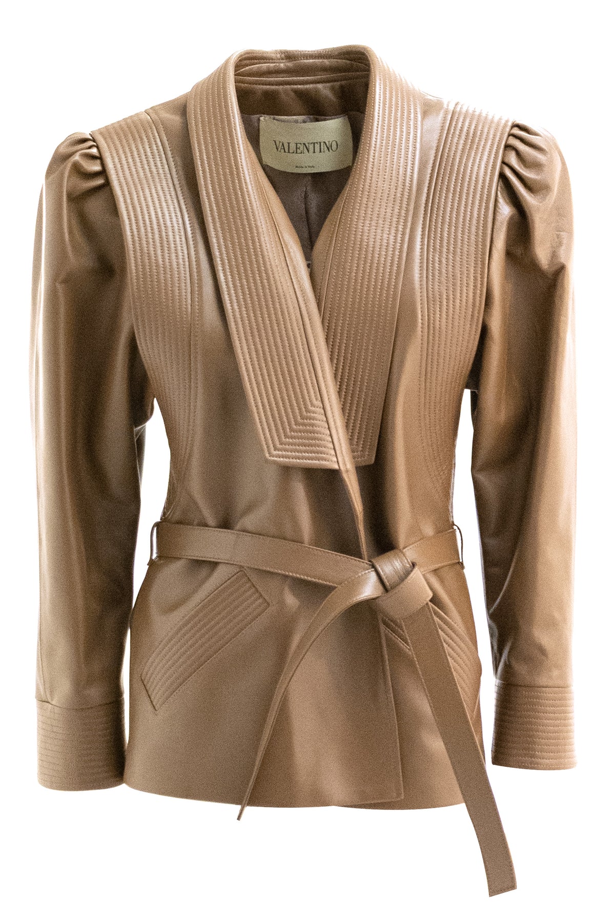 VALENTINO GARAVANI Giacca in nappa di colore marrone chiaro