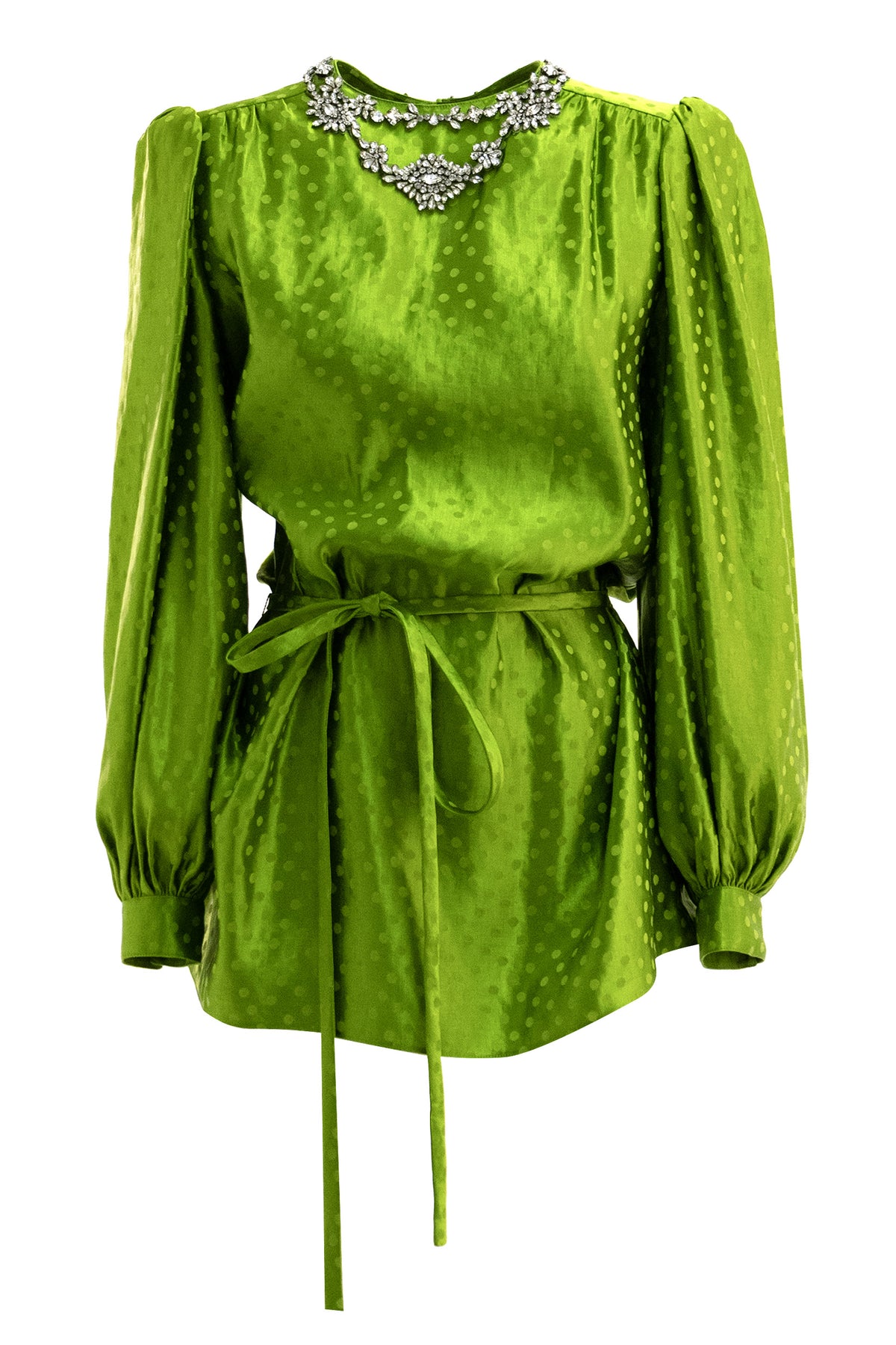 VALENTINO GARAVANI Abito in jacquard di seta e lino di colore verde