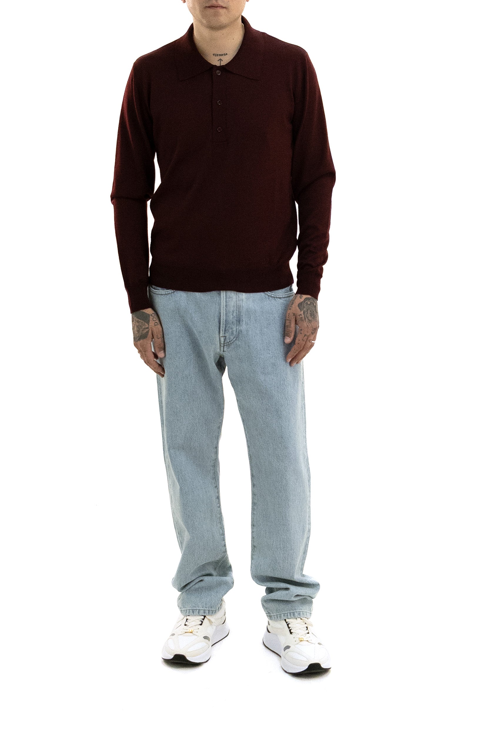 Polo in lana vergine di colore bordeaux<BR/> 9V3KP04UBH9 697 VALENTINO GARAVANI 