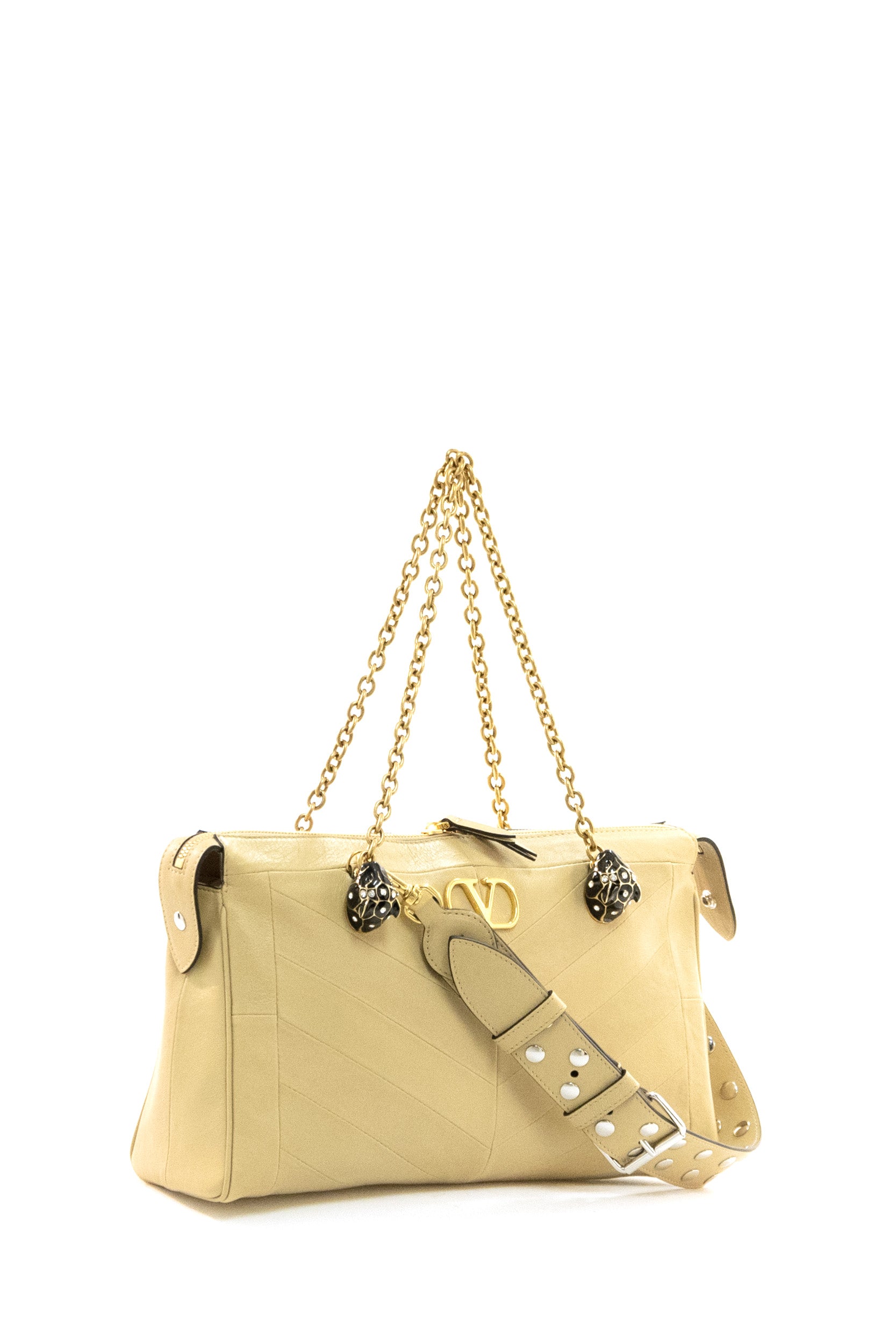 VALENTINO GARAVANI Panthea bag in beige nappa leather, view 2