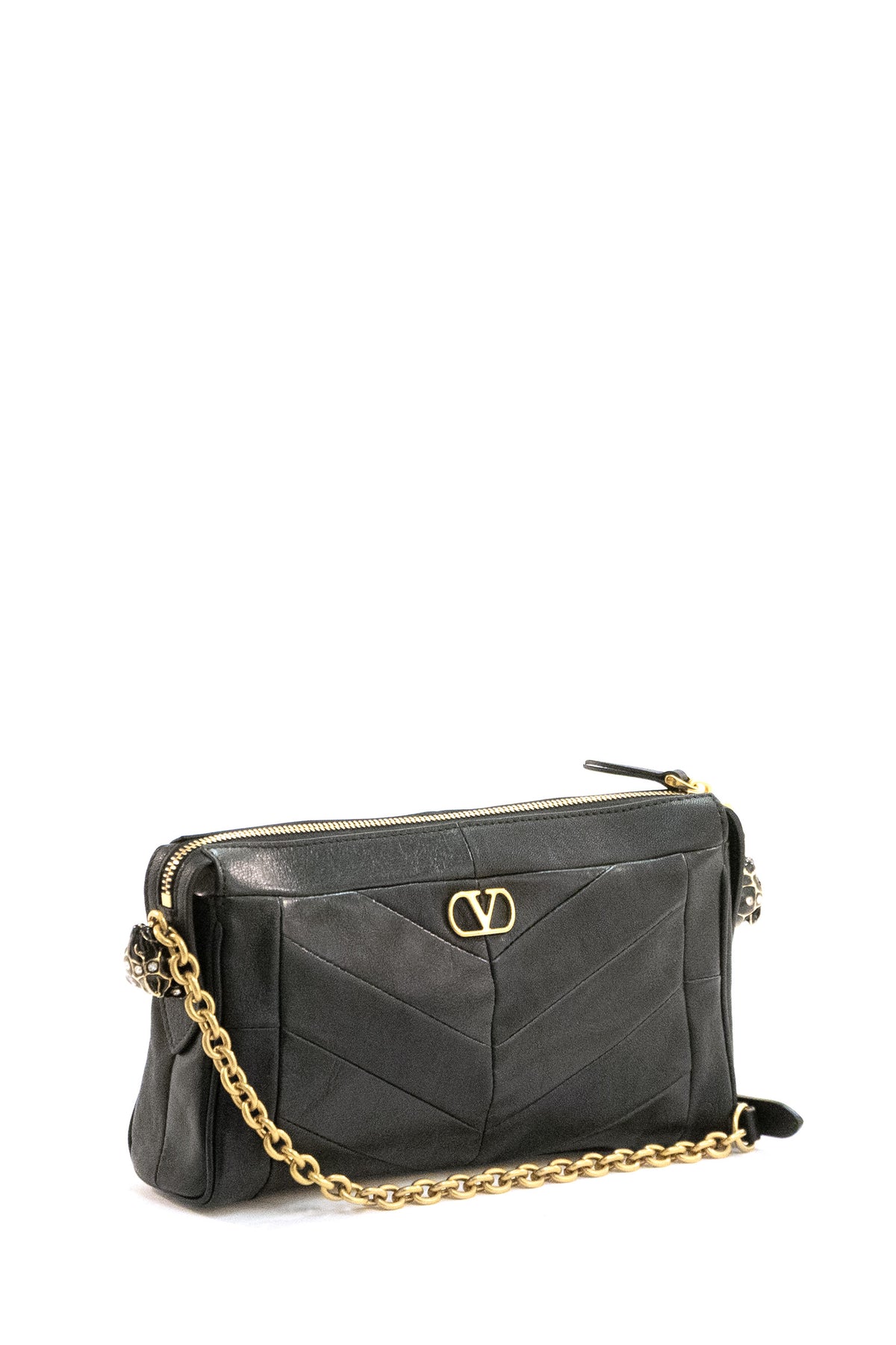 VALENTINO GARAVANI Borsa a tracolla Panthea in nappa di colore nero, vista 2