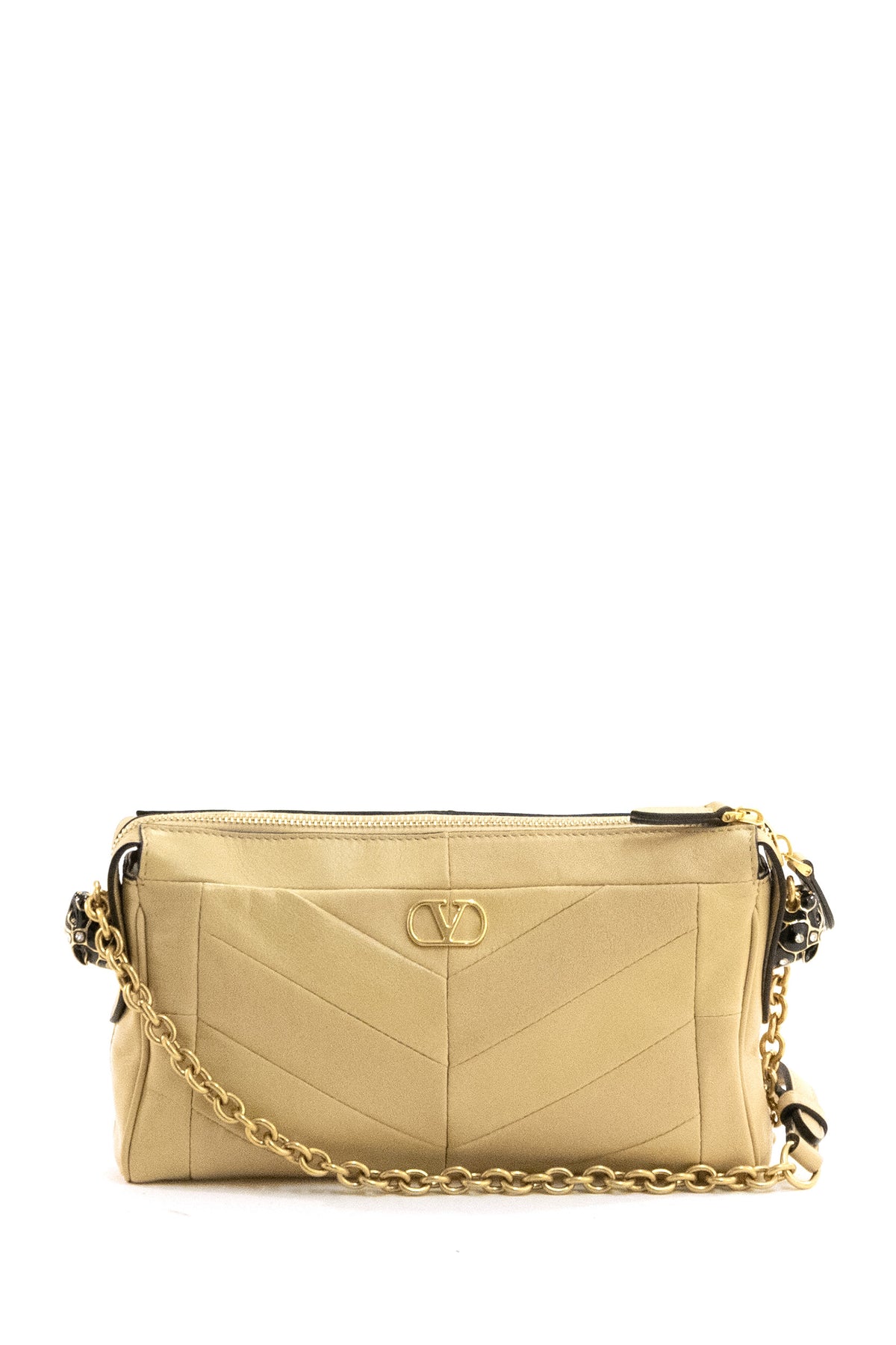 VALENTINO GARAVANI Borsa a tracolla Panthea in nappa di colore beige