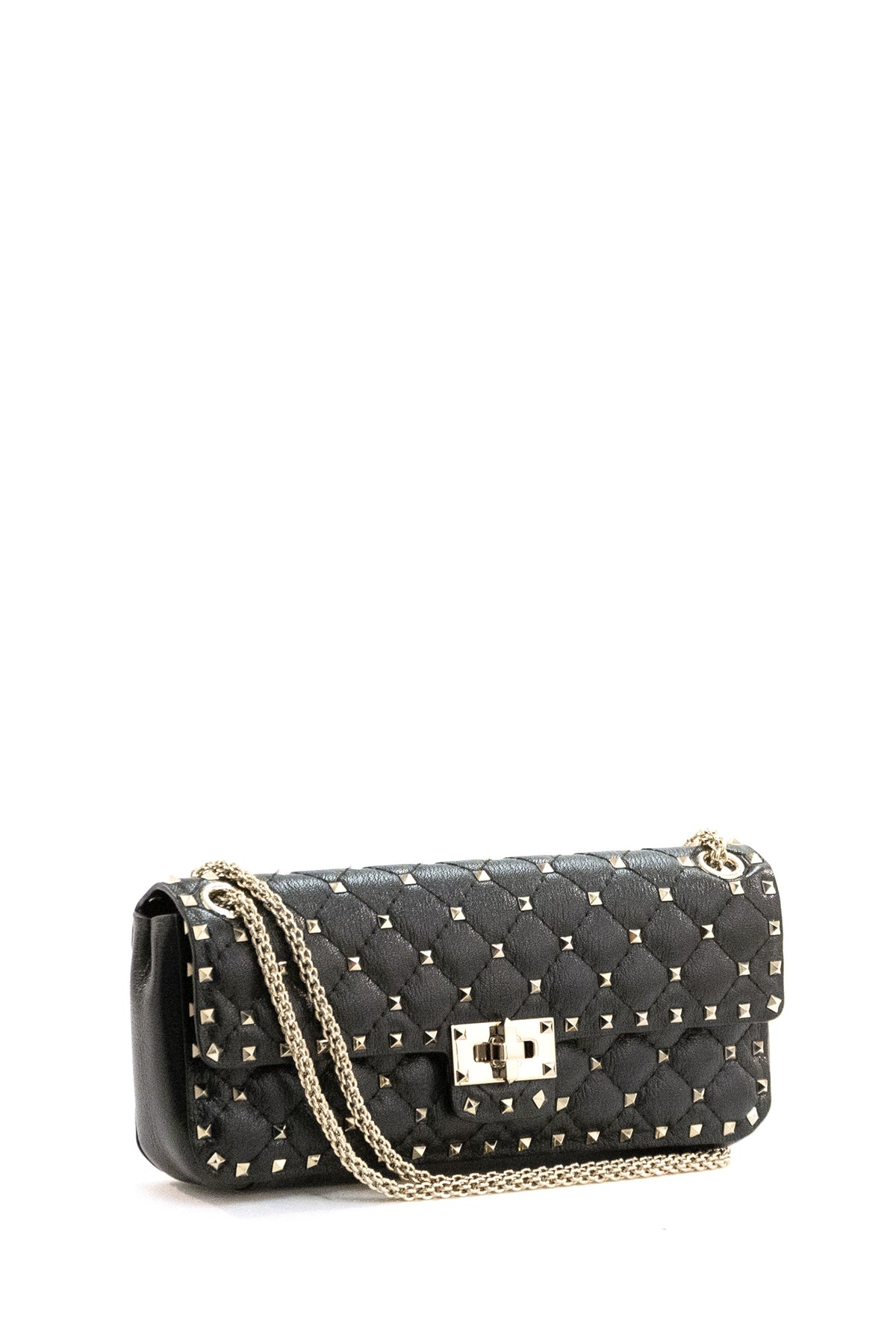 VALENTINO GARAVANI Borsa a spalla Rockstud Spike in capretto di colore nero, vista 2