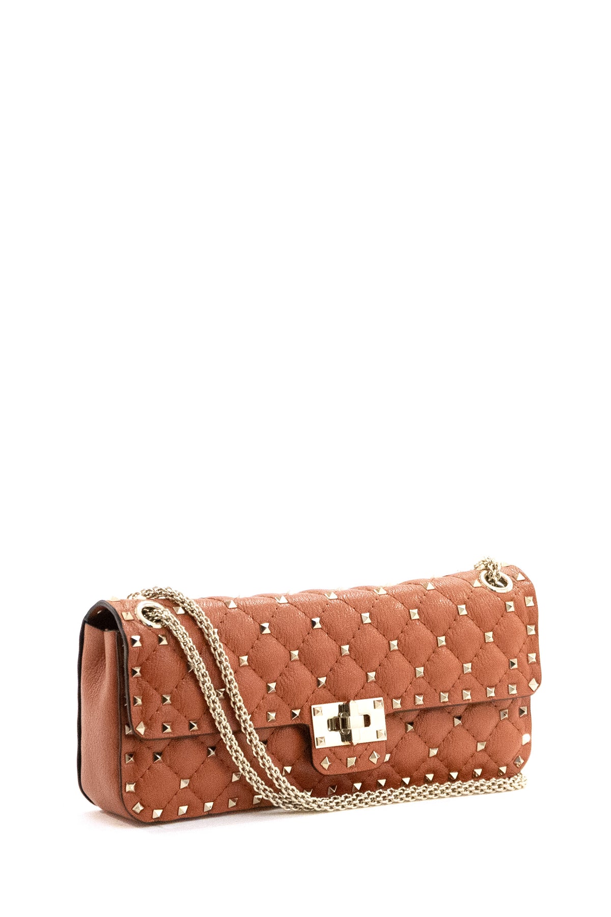 VALENTINO GARAVANI Borsa a spalla Rockstud Spike in capretto di colore arancione, Rosso, vista 2