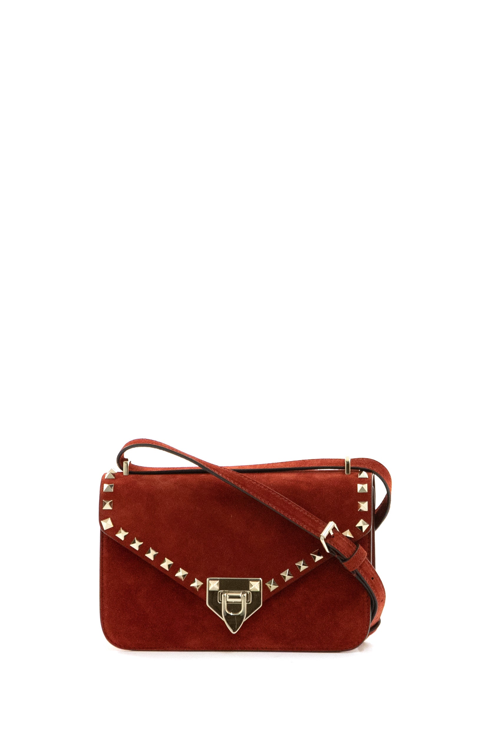 Borsa Piccola Rockstud in Suede di colore rosso<BR/> 9W2B0T76KQQ AQS VALENTINO GARAVANI 