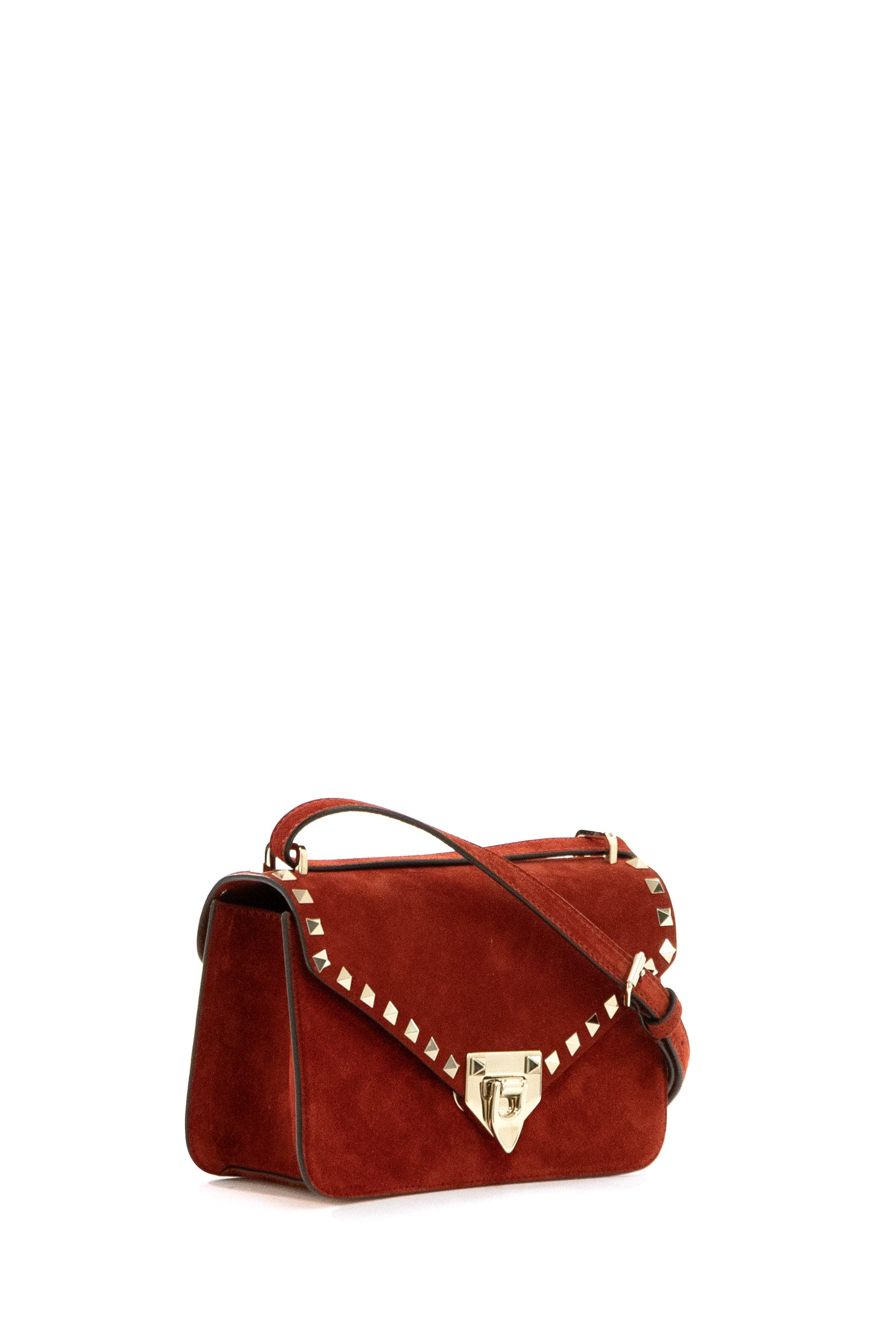 Borsa Piccola Rockstud in Suede di colore rosso<BR/> 9W2B0T76KQQ AQS VALENTINO GARAVANI 