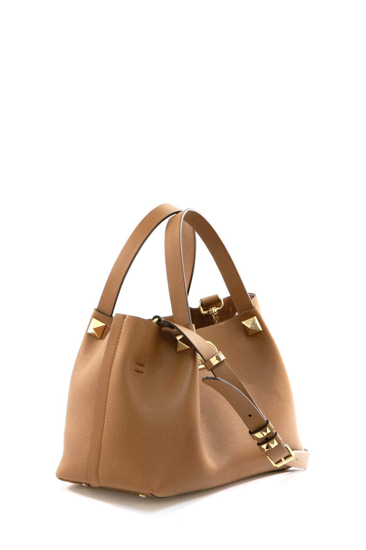 VALENTINO GARAVANI Light brown leather small shopping bag, Beige, view 2