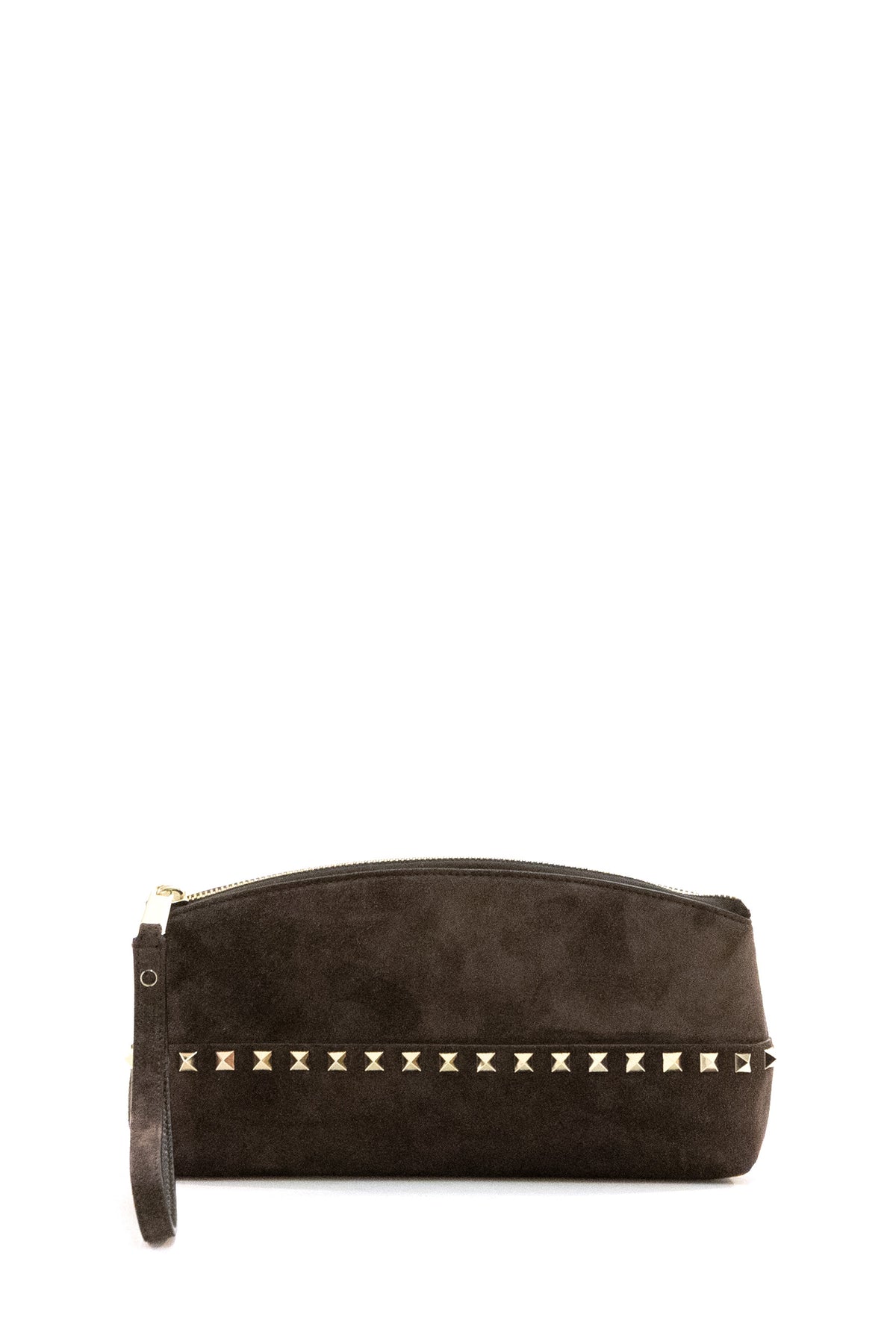 VALENTINO GARAVANI Pochette Rockstud in suede color marrone