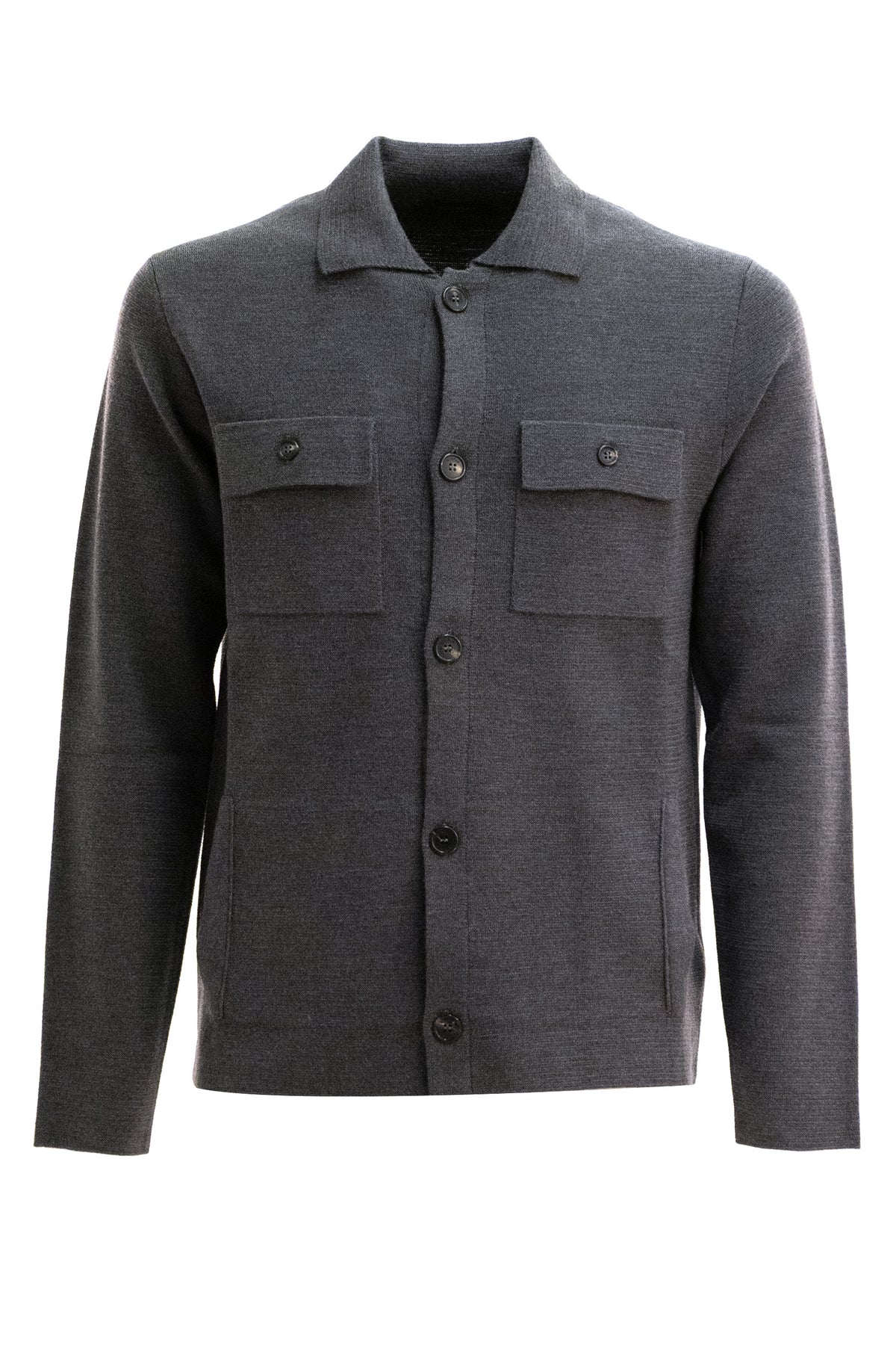 Cardigan in maglia di lana di colore grigio<BR/> 810141 ZQ209 Z3092 ZANONE 