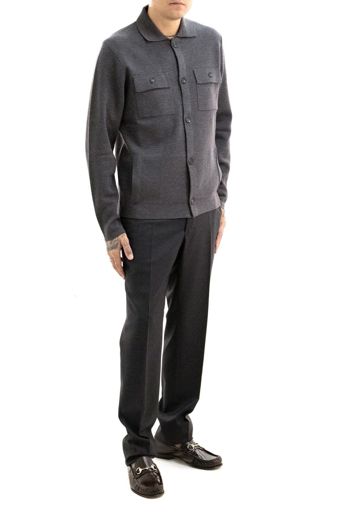 ZANONE Cardigan in maglia di lana di colore grigio, Blu, view 2