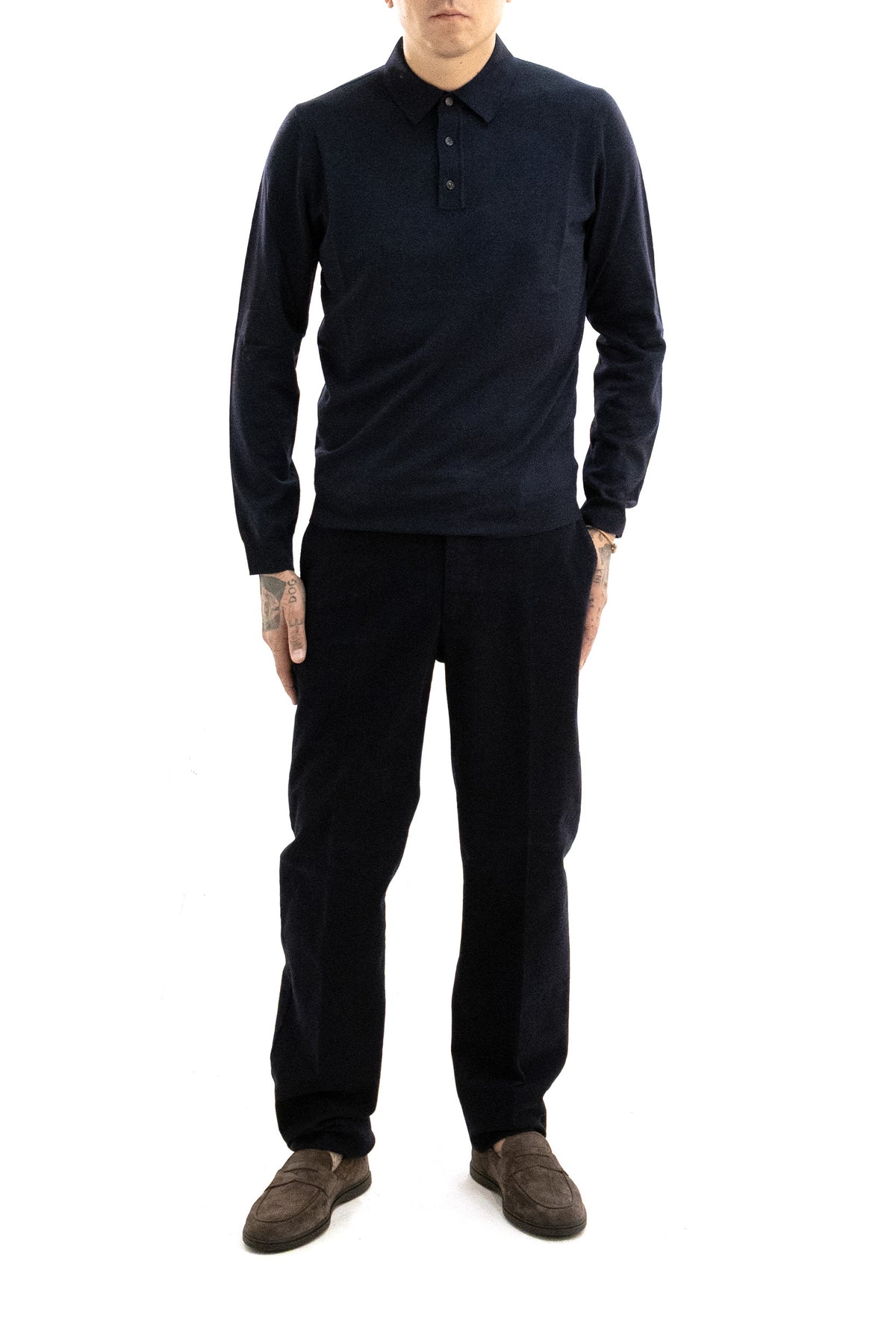 ZANONE Polo in lana di colore blu, vista 2