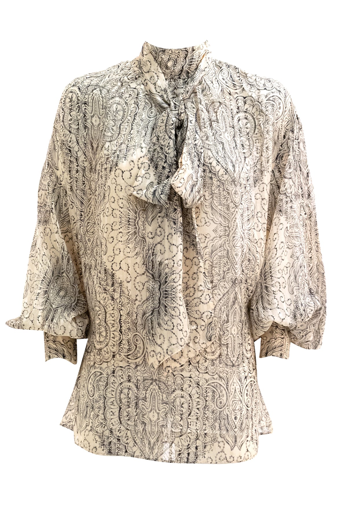 ZIMMERMANN Blusa di seta a fantasia di colore beige