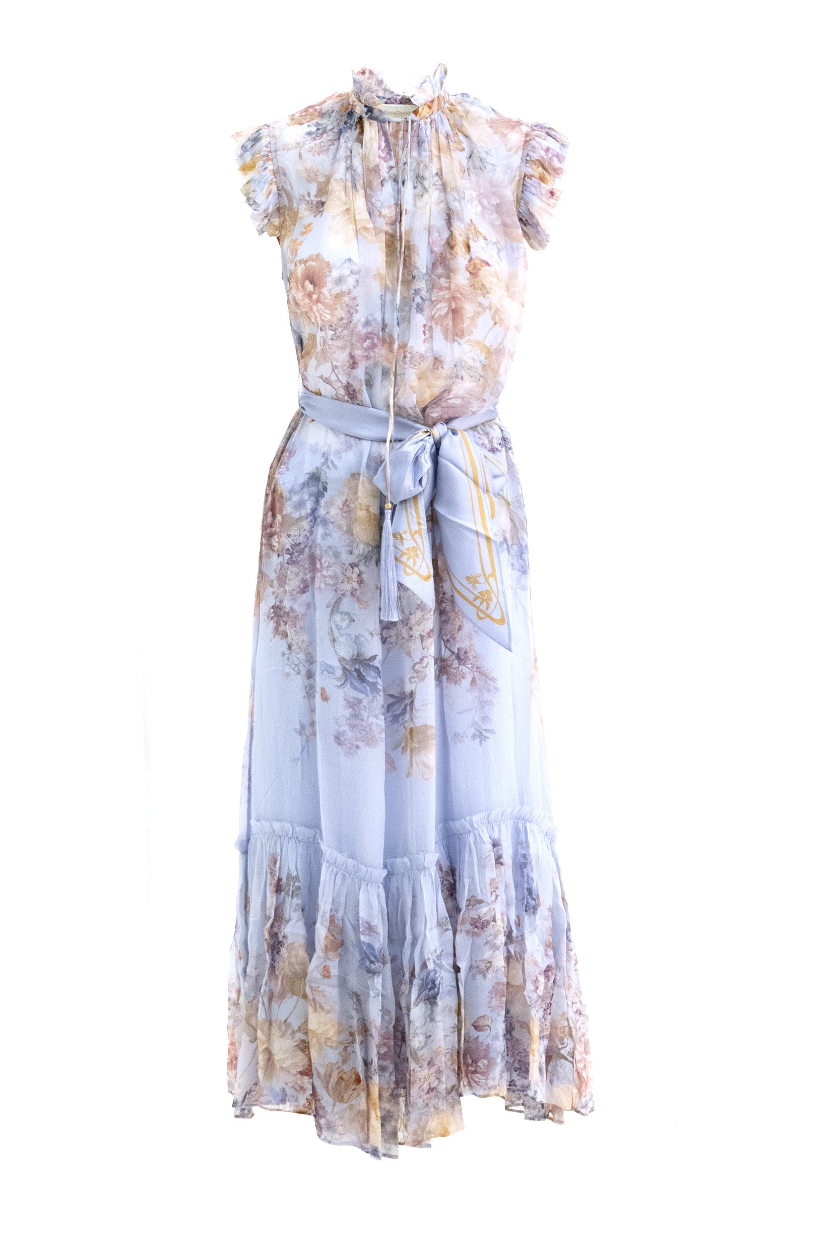 ZIMMERMANN Light blue midi dress with multicolored floral print