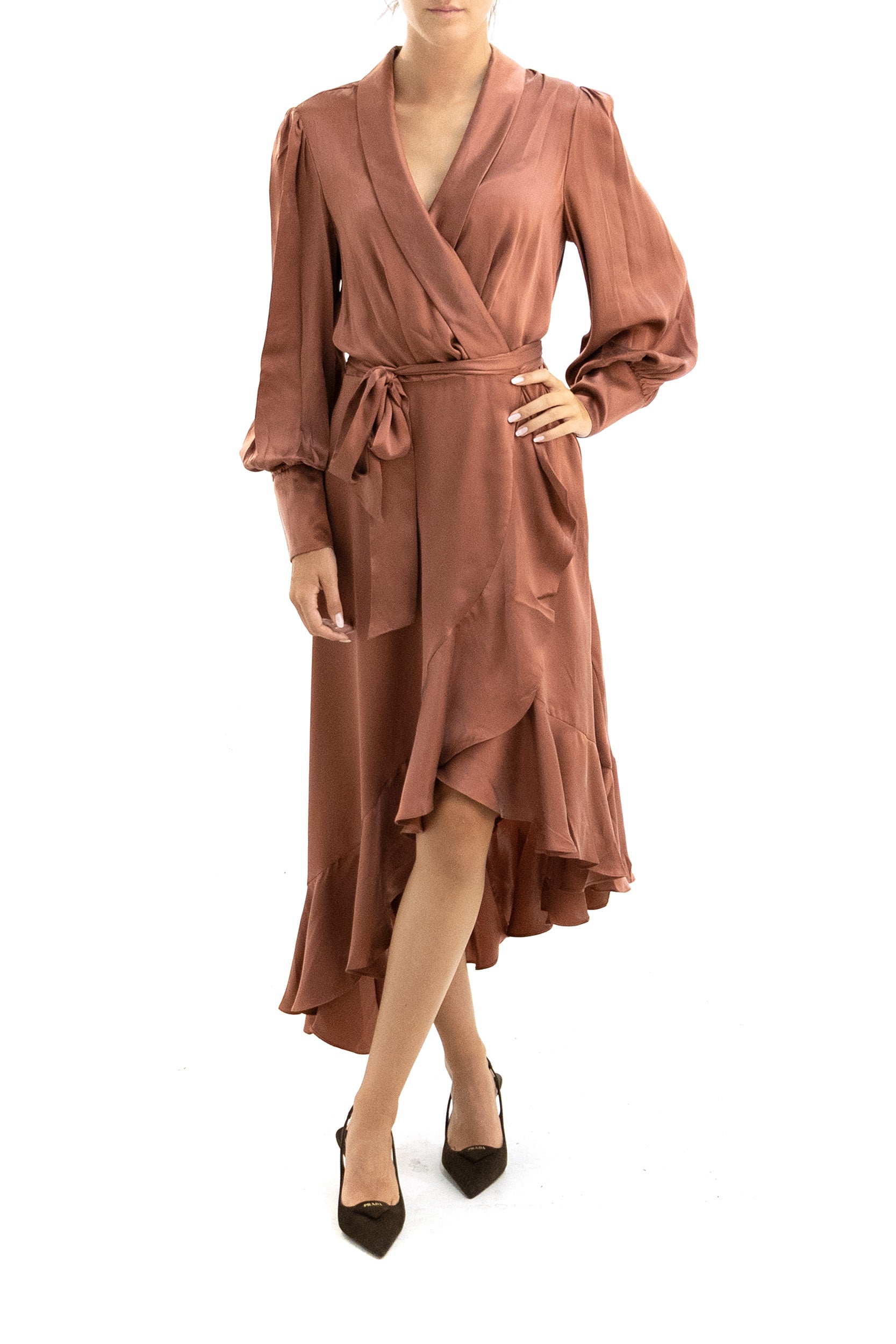 Abito midi in seta color rosa cipria<BR/> 8066DF26R BLUSH ROSE ZIMMERMANN 