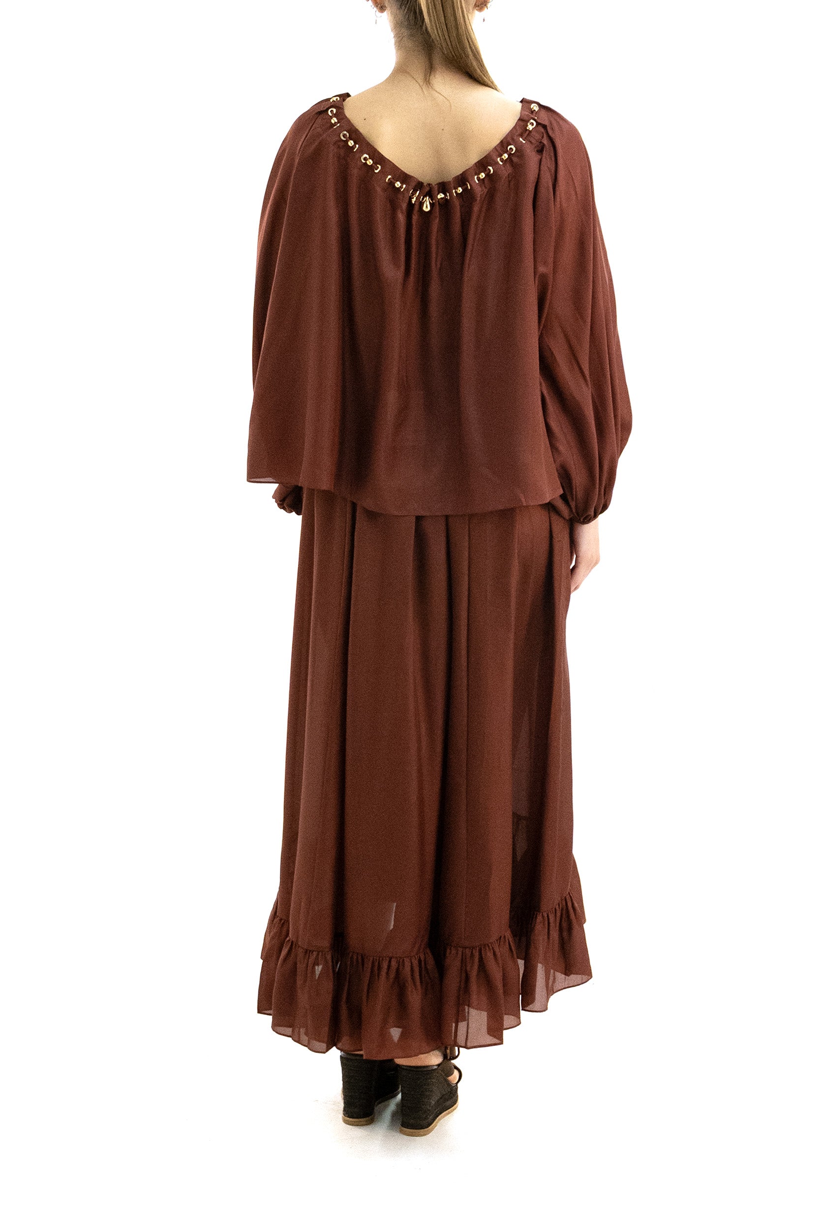 Blusa Aster in seta color bordeaux<BR/> 8428TSS261 MERLOT ZIMMERMANN 