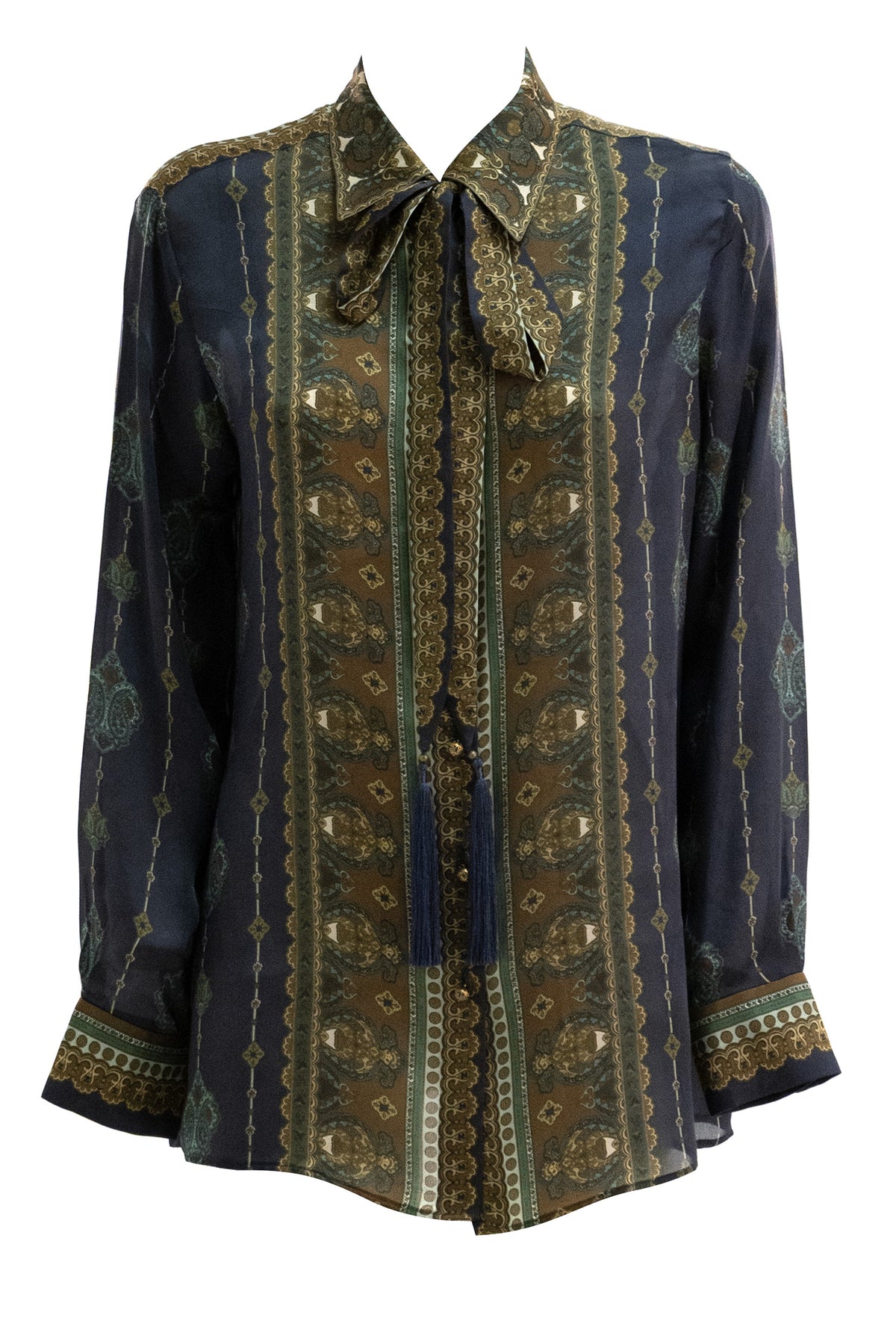 ZIMMERMANN Camicia in raso a fantasia di colore blu