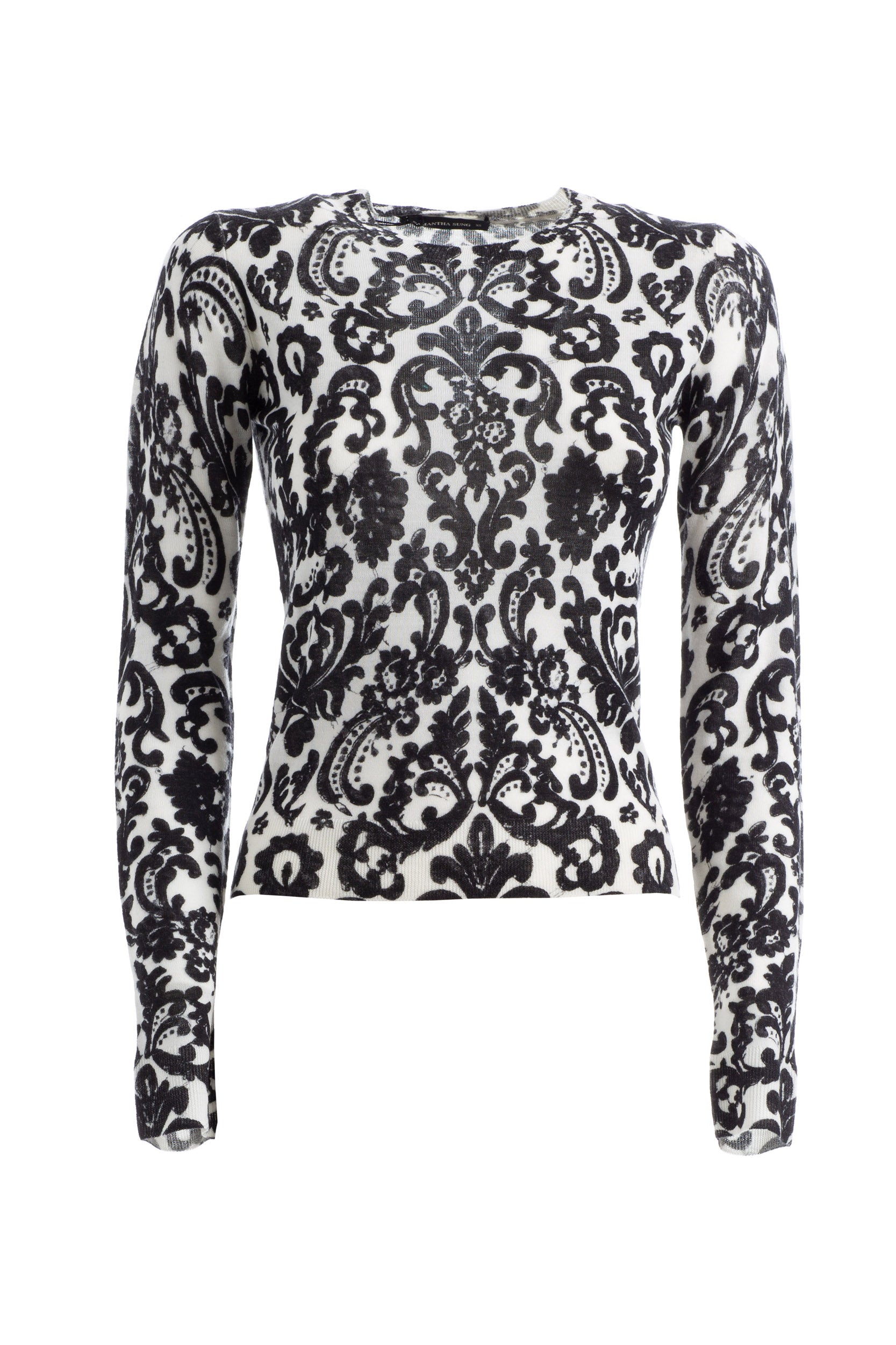 S Sung CHARLOTTE PLOVER CZETTE LACE WHITE BLACK Pullover Girocollo Charlotte<BR/> CHARLOTTE PULLOVER BLACK S-SUNG 