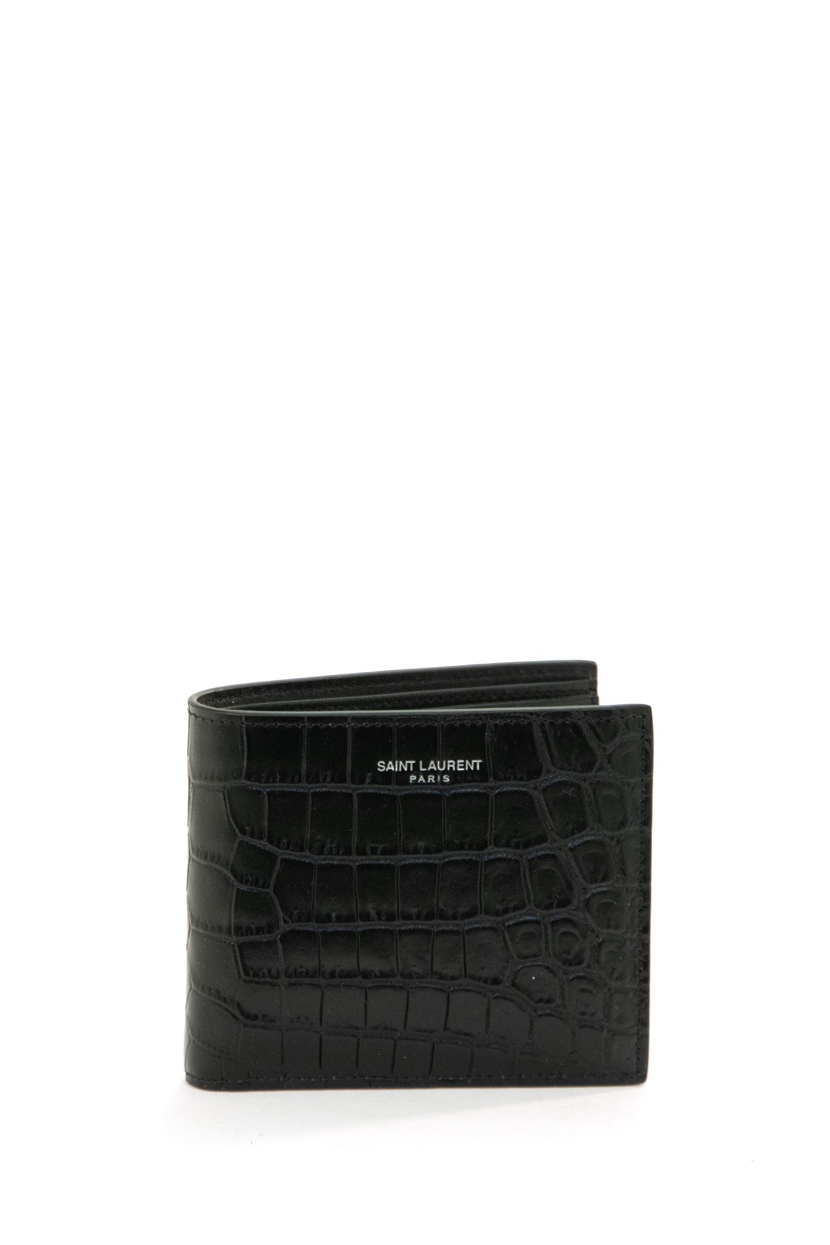 Portafoglio in pelle stampa cocco color nero <BR/> 396307 DZEDE 1000 SAINT LAURENT 