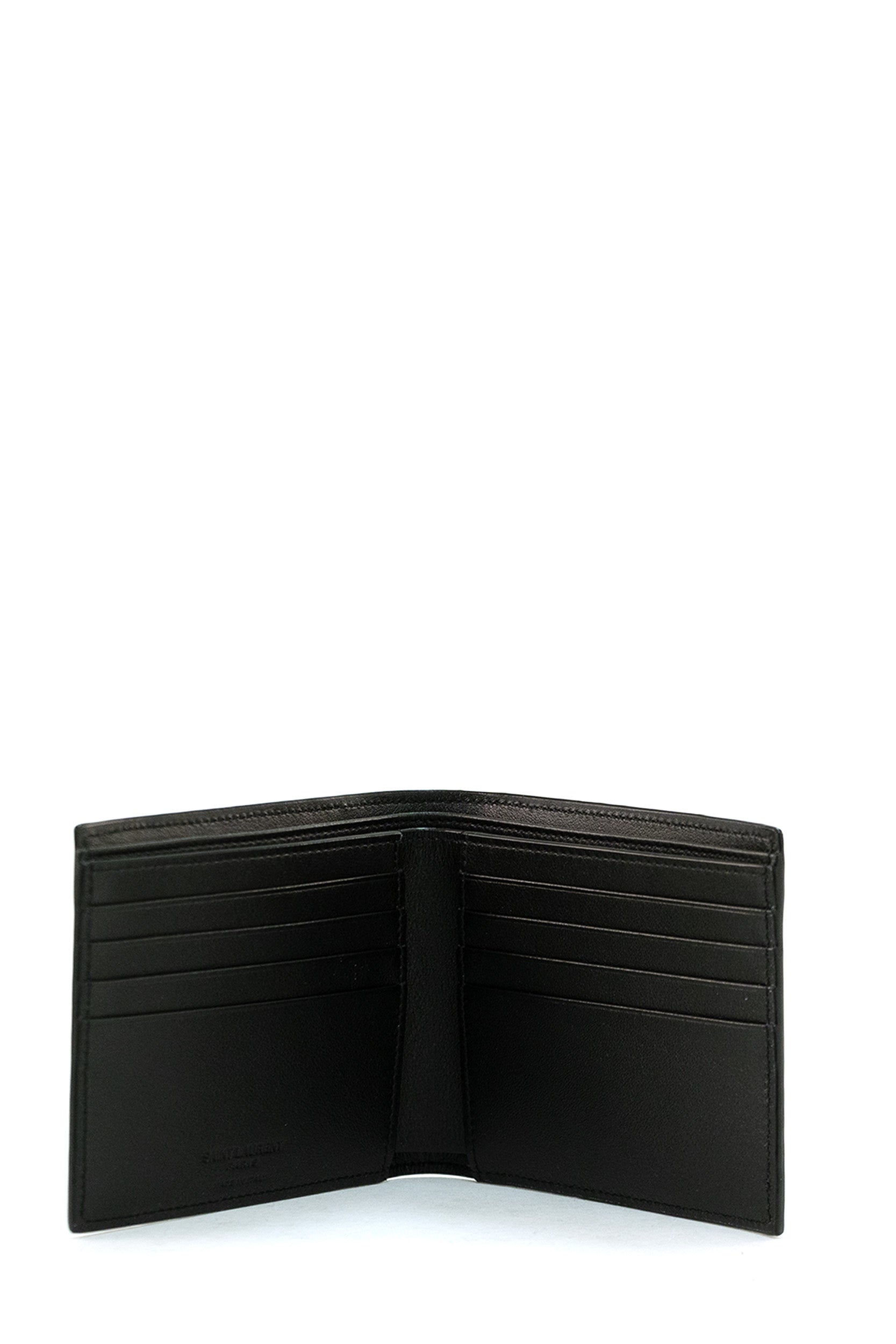 Portafogli Portafogli in pelle con logo goffrato sul davanti<BR/> 396307 H3Z2W 1000 SAINT LAURENT 