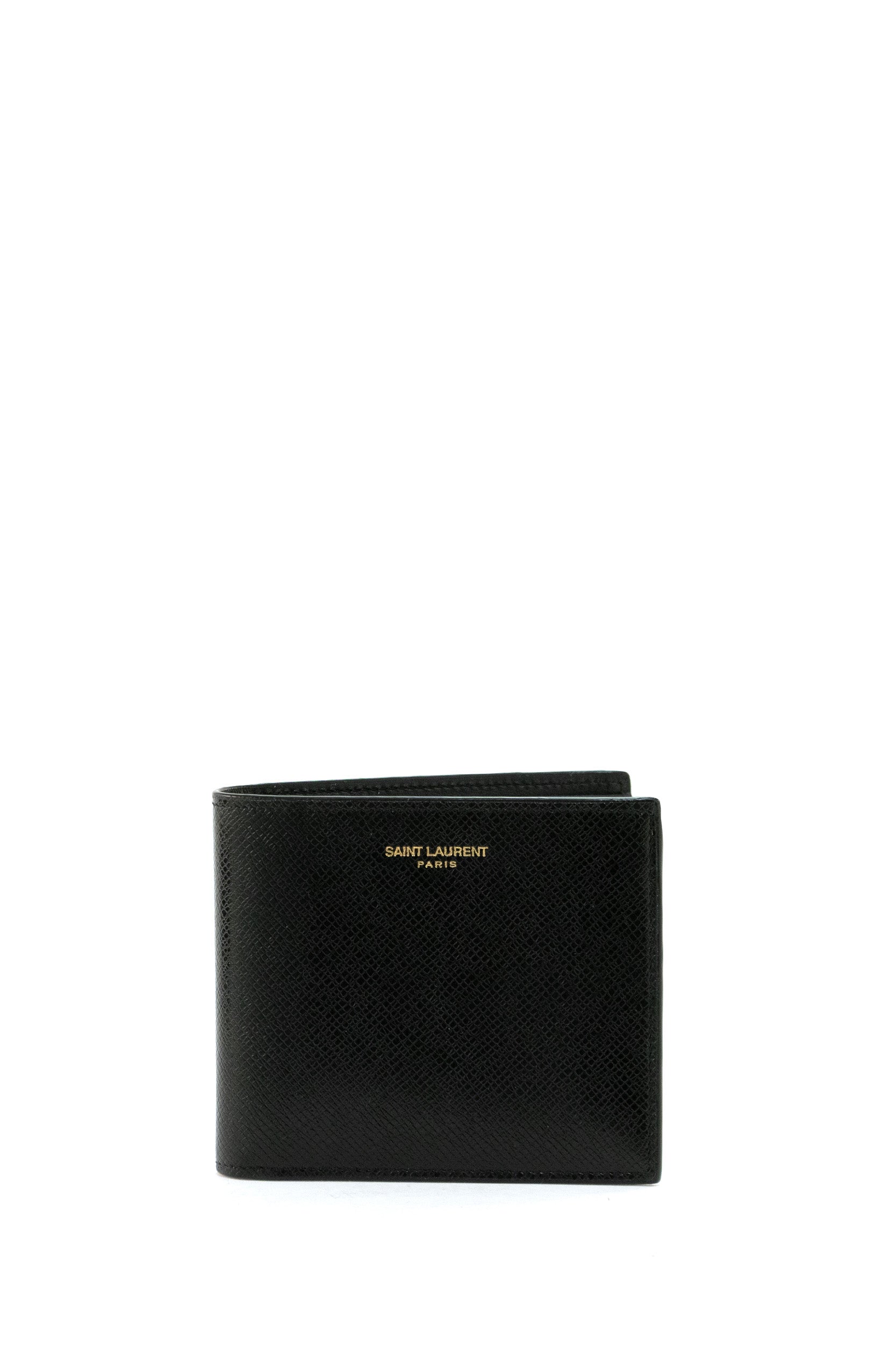 Portafogli Portafogli in pelle con logo goffrato sul davanti<BR/> 396307 H3Z2W 1000 SAINT LAURENT 
