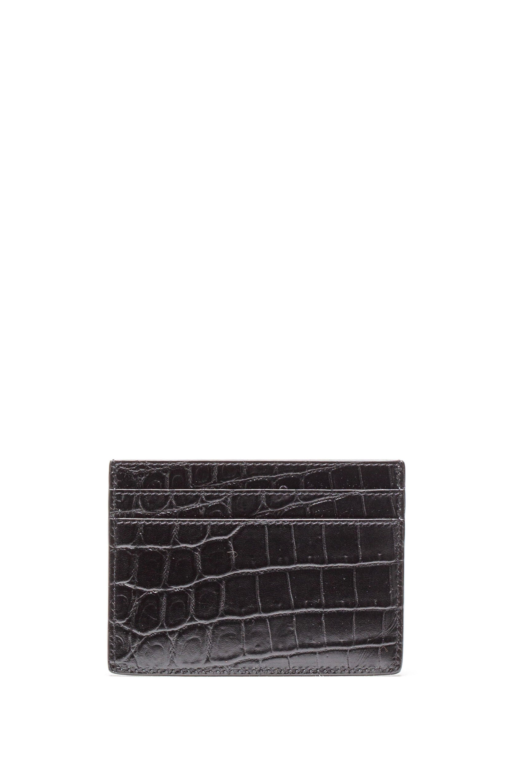 Portacarte Monogram in Pelle Opaca Goffrata Coccodrillo 607603 DZE0W 1000 SAINT LAURENT 