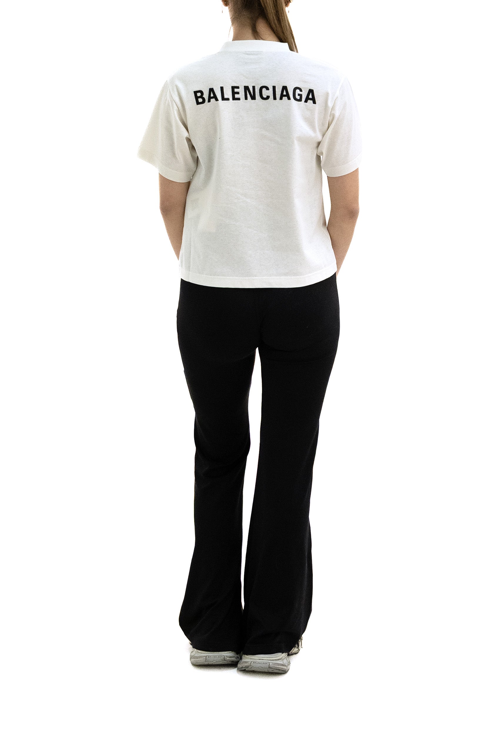 T-Shirt Balenciaga Back in jersey dry color crema<BR/> 850990 TTVJ1 9020 BALENCIAGA 