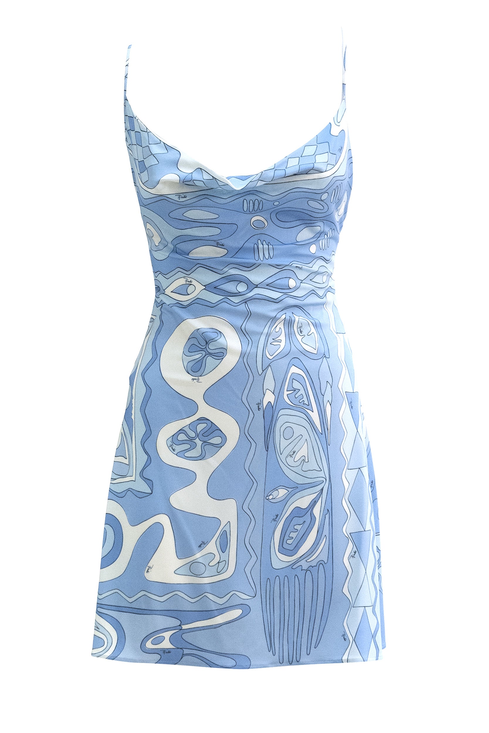 Abito mini in viscosa con stampa Angoli color azzurro<BR/> 6HJG37 6H787 060 EMILIO PUCCI 
