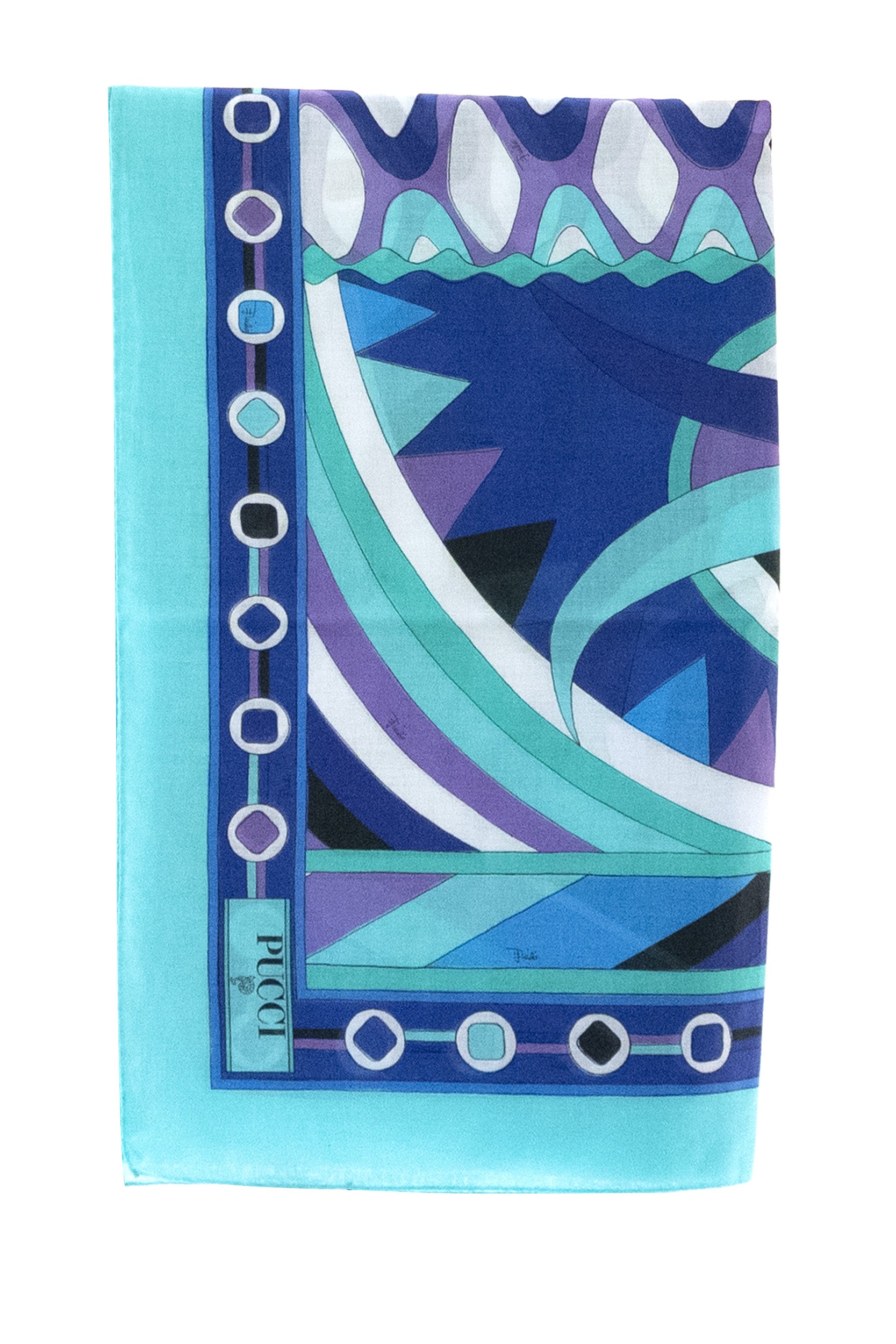 Pareo in cotone con stampa Vivara  di colore turchese e blu<BR/> 6HPD15 6H975 P70 EMILIO PUCCI 