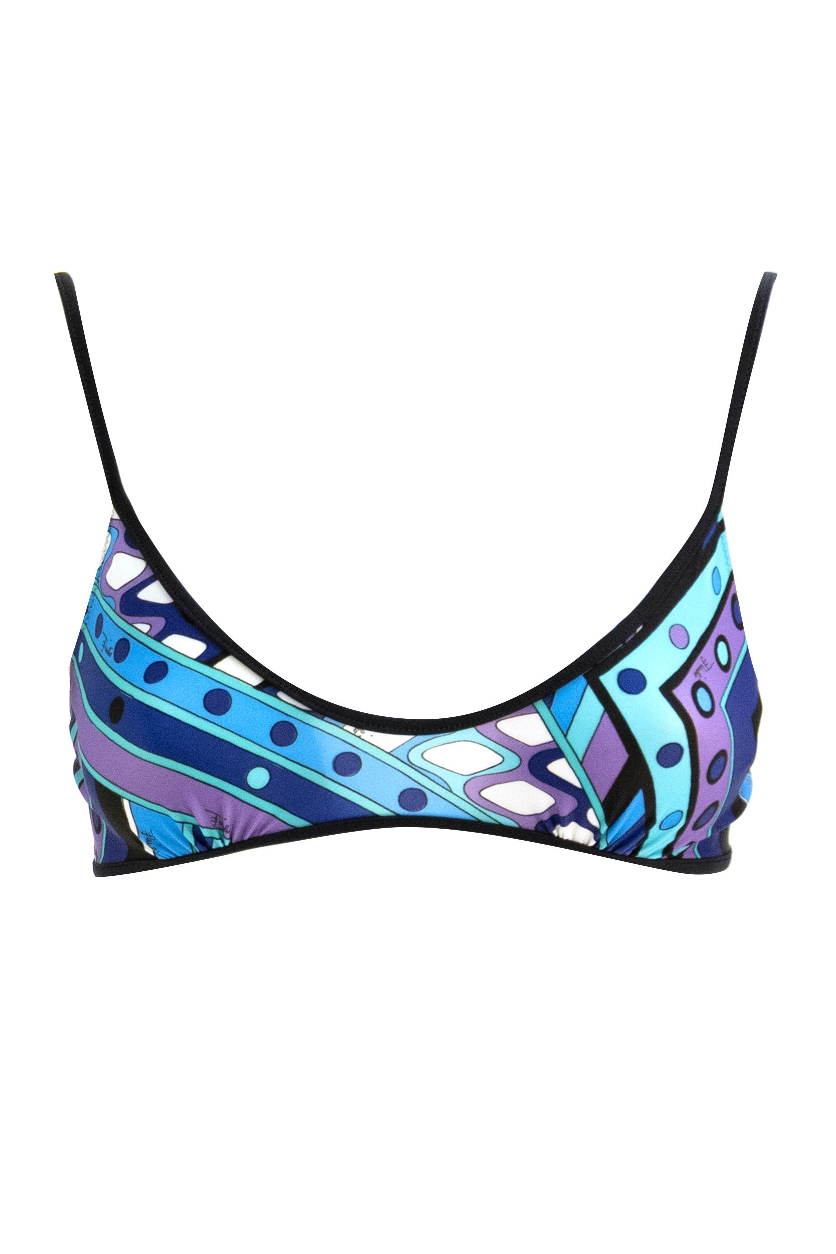 Top bikini in lycra elastica con stampa Vivara di colore turchese e blu<BR/> 6HMX40 6H895 P20 EMILIO PUCCI 