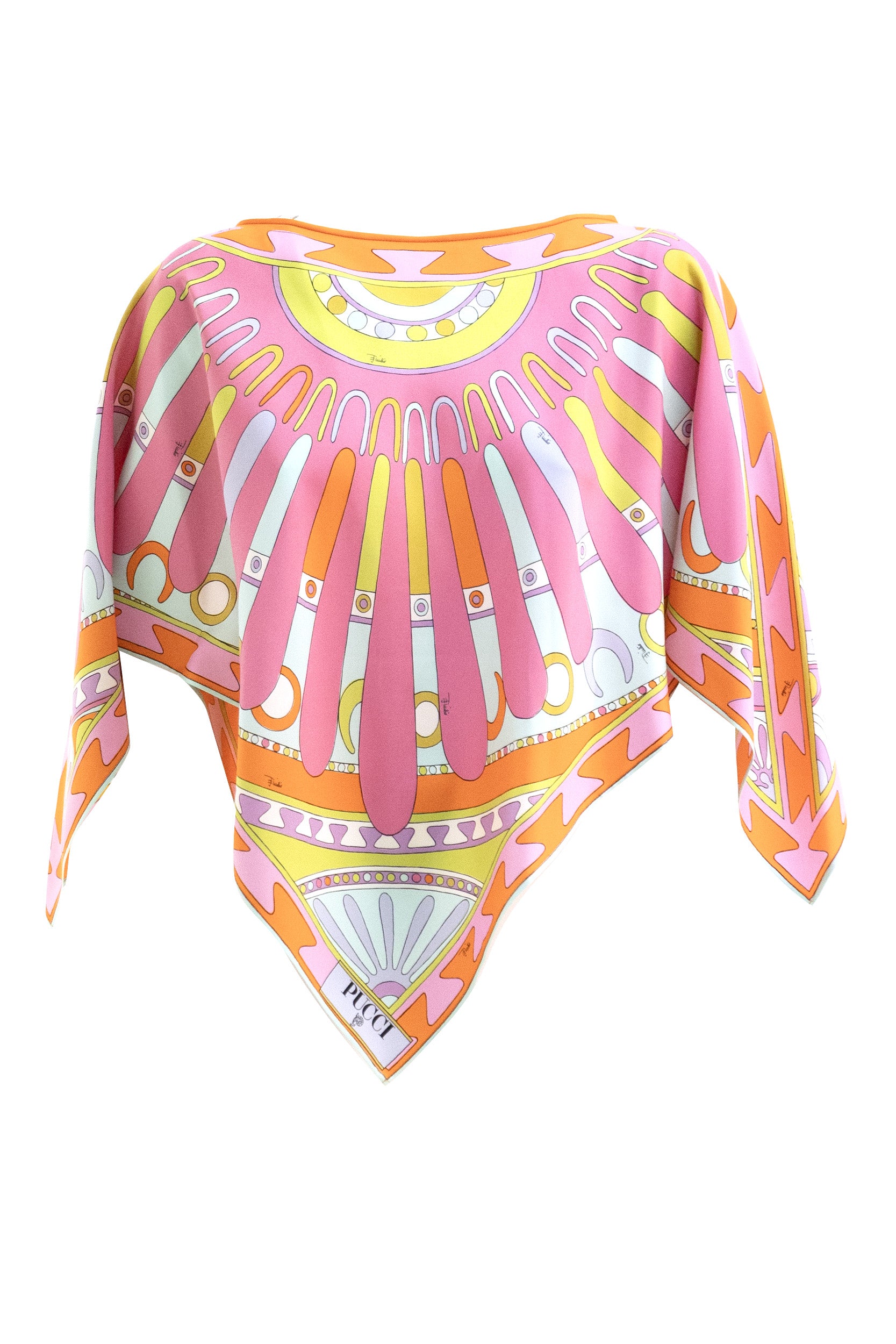 Top caftano in seta con stampa Soleil multicolore<BR/> 6HRM95 6H893 P62 EMILIO PUCCI 