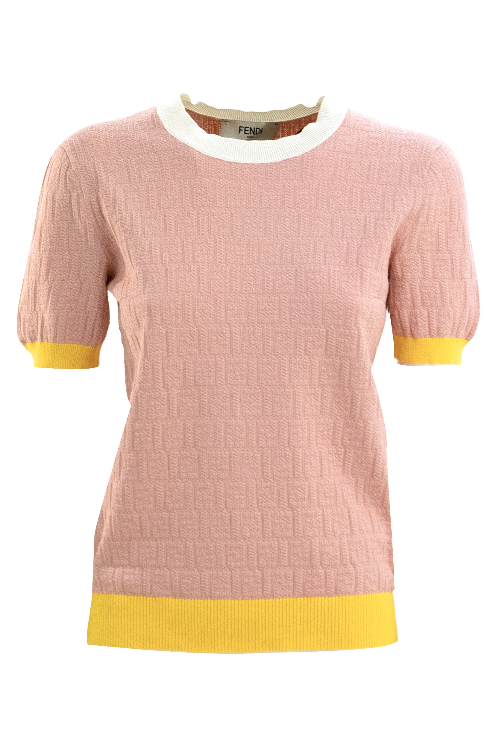 Maglia in cotone FF di colore rosa <BR/> FZXE94 AW4S F1W0S FENDI 