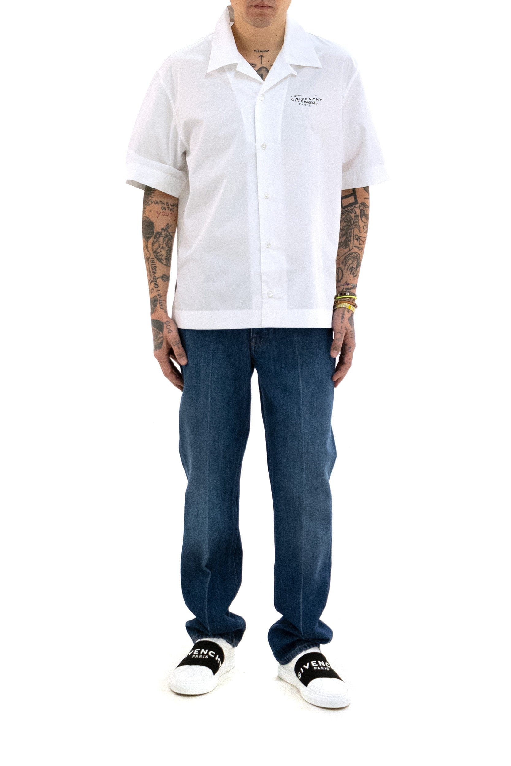 Camicia in popeline di colore bianco <BR/> BM618F1YJQ 100 GIVENCHY 