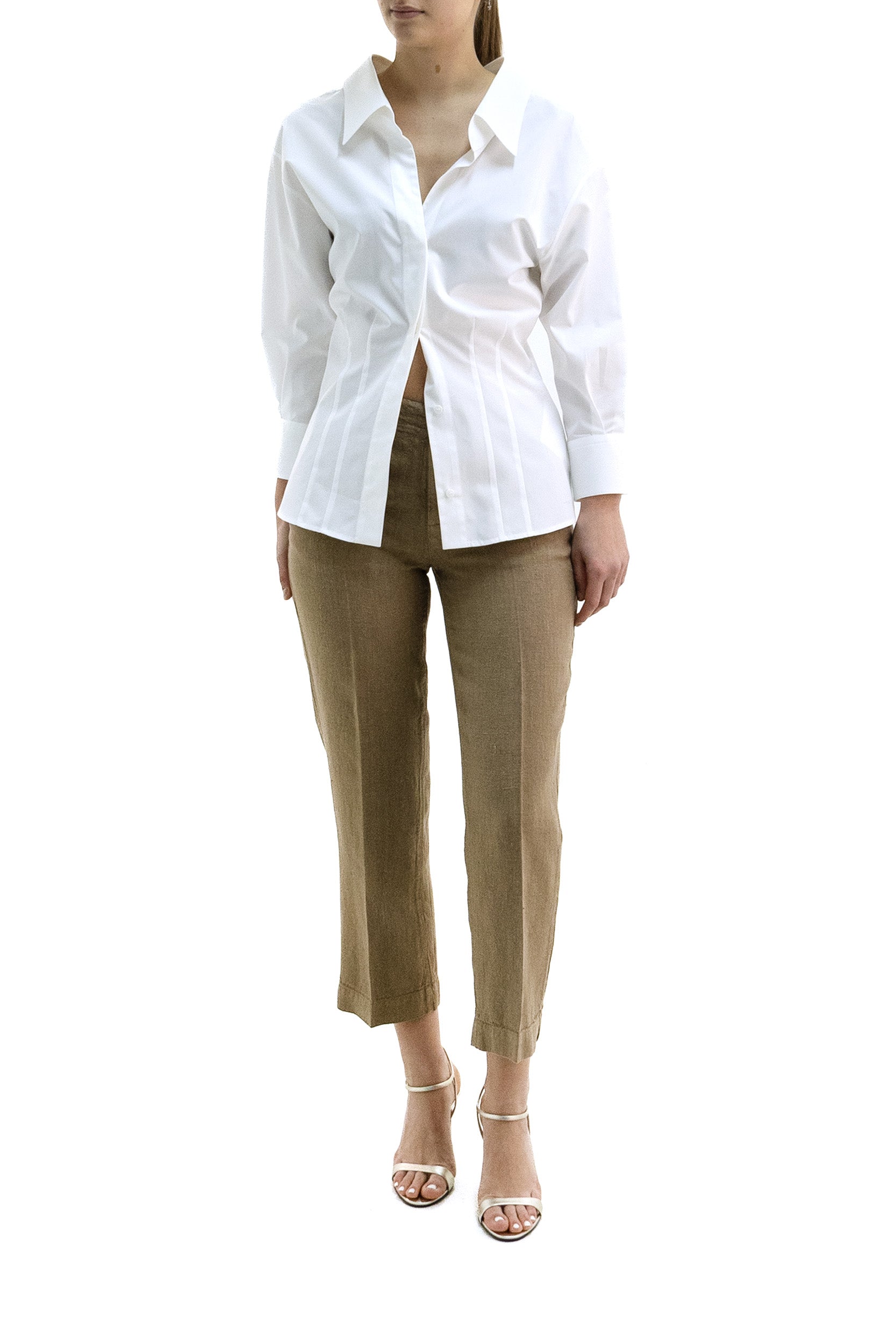 Pantaloni in lino di colore marrone KP294MT4502 522 KILTIE 