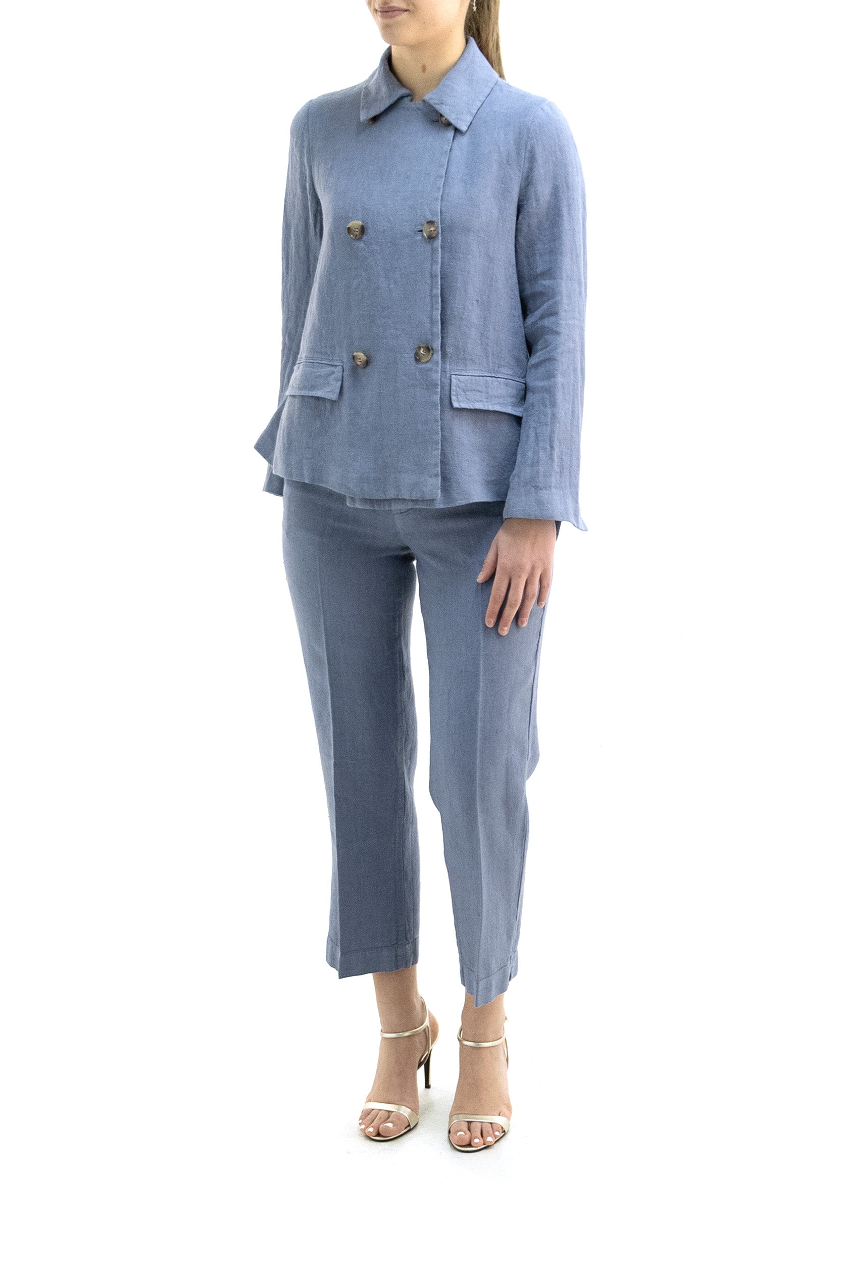 Pantaloni in lino di colore azzurro KP294MT4502 741 KILTIE 
