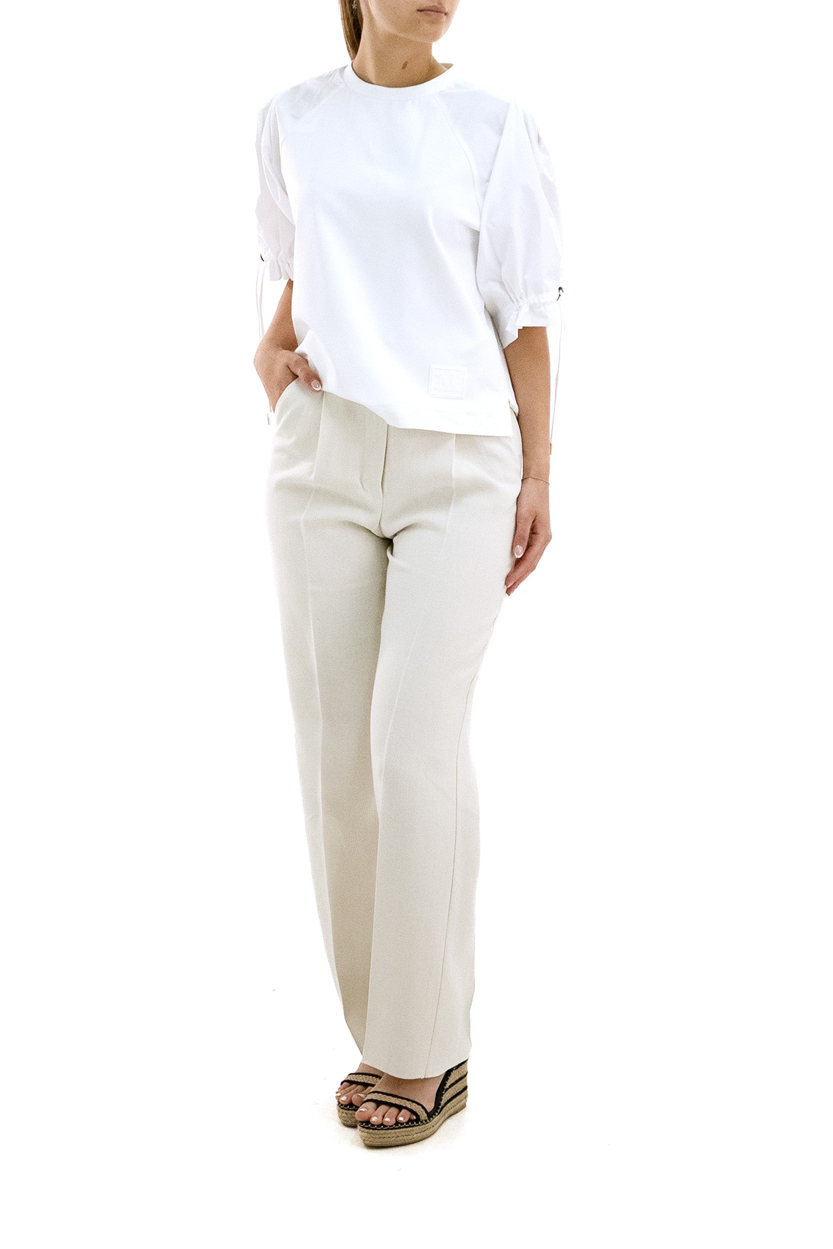 Pantaloni in canapa color avorio<BR/> MXMABATE 001 MAX MARA 