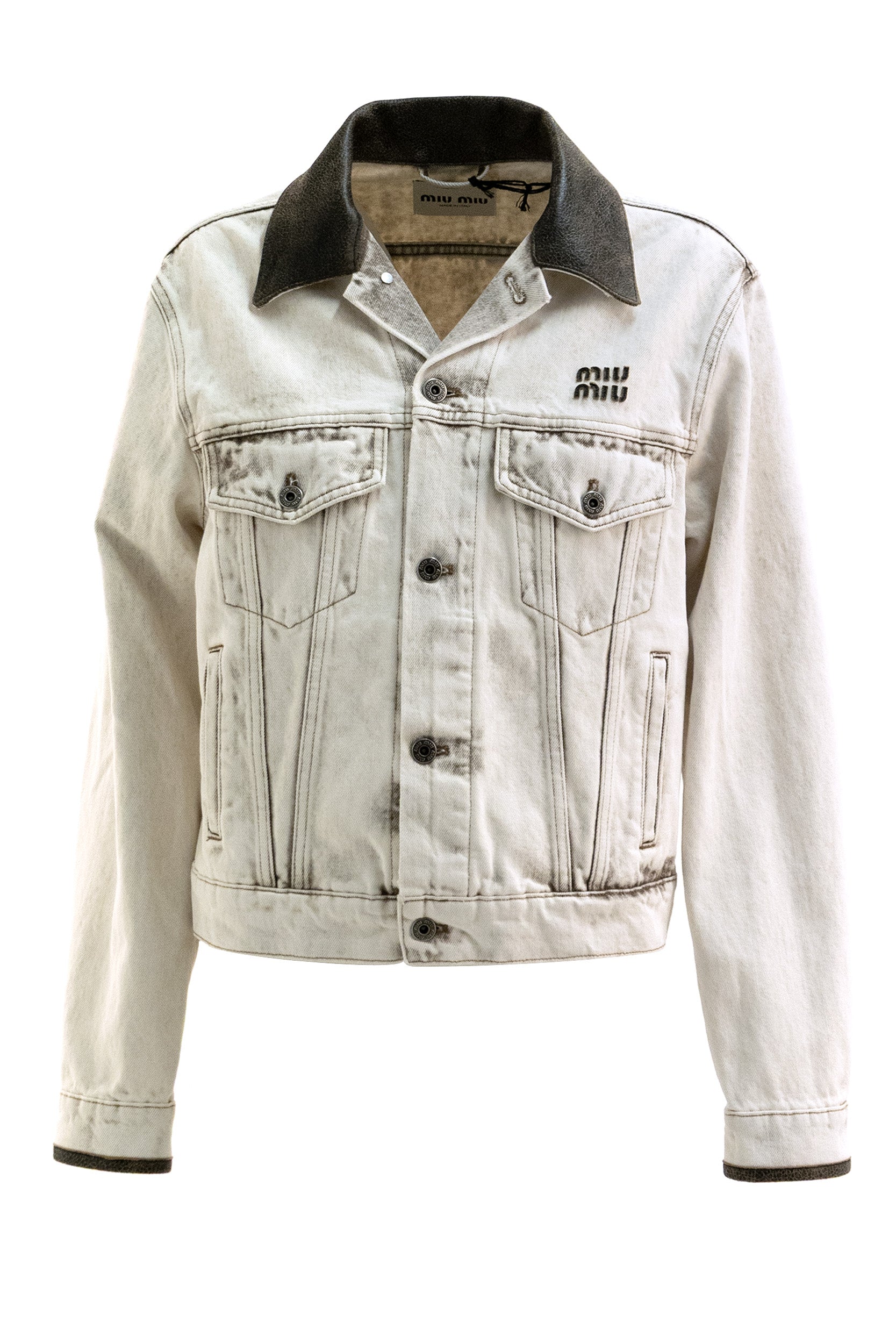 Giacca in denim di colore bianco<BR/> GWB273 S OOO 183T F0009 MIU MIU 