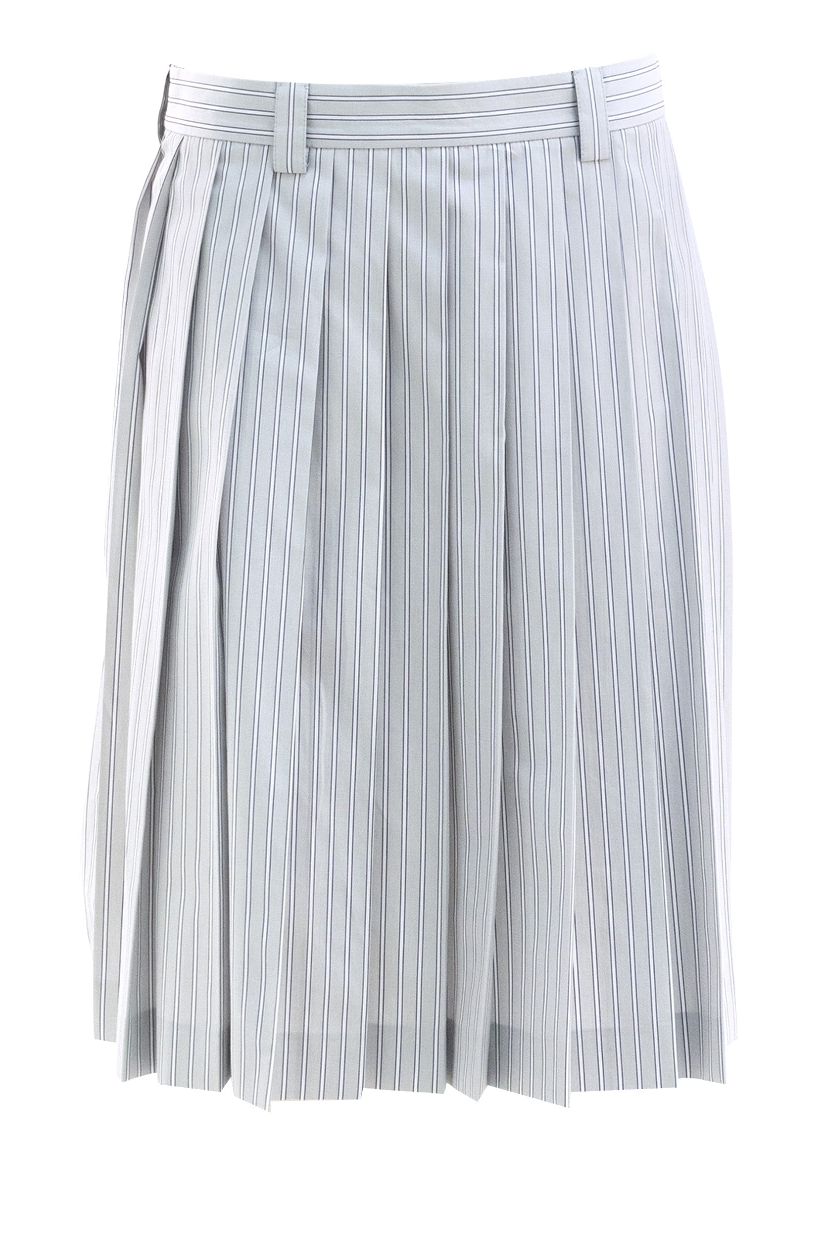 Gonna plissé in popeline a righe di colore bianco e azzurro<BR/> MG2052 S OOO 180U F0424 MIU MIU 