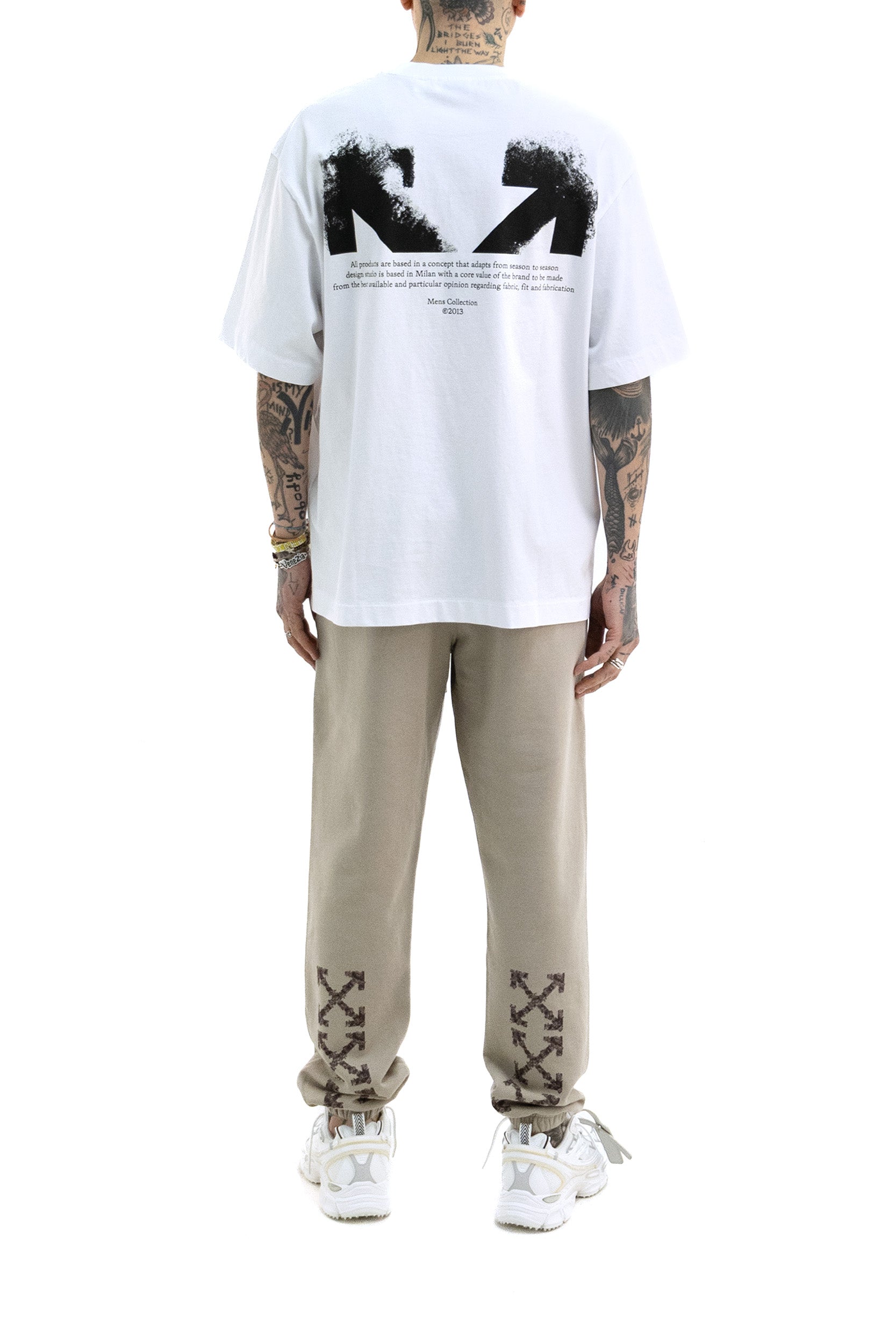 T-shirt in cotone di colore bianco<BR/> 44MAA120S26J008100 WHITE OFF WHITE 