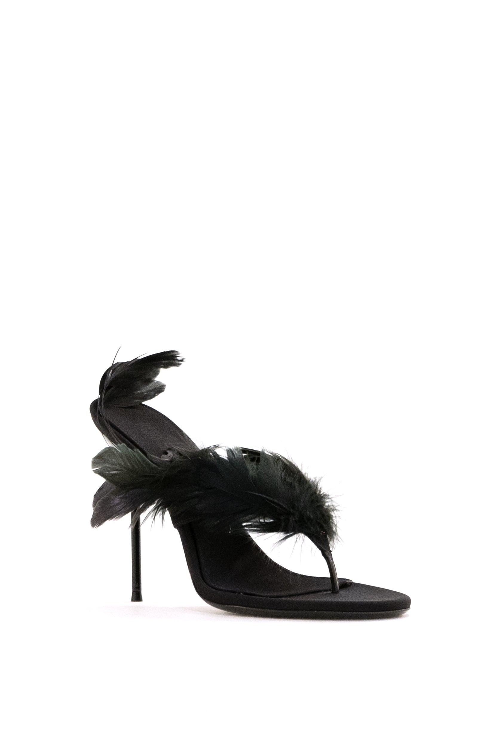 Mules Infradito in Raso Crepe<BR/> PX1821 BLACK PARIS TEXAS 